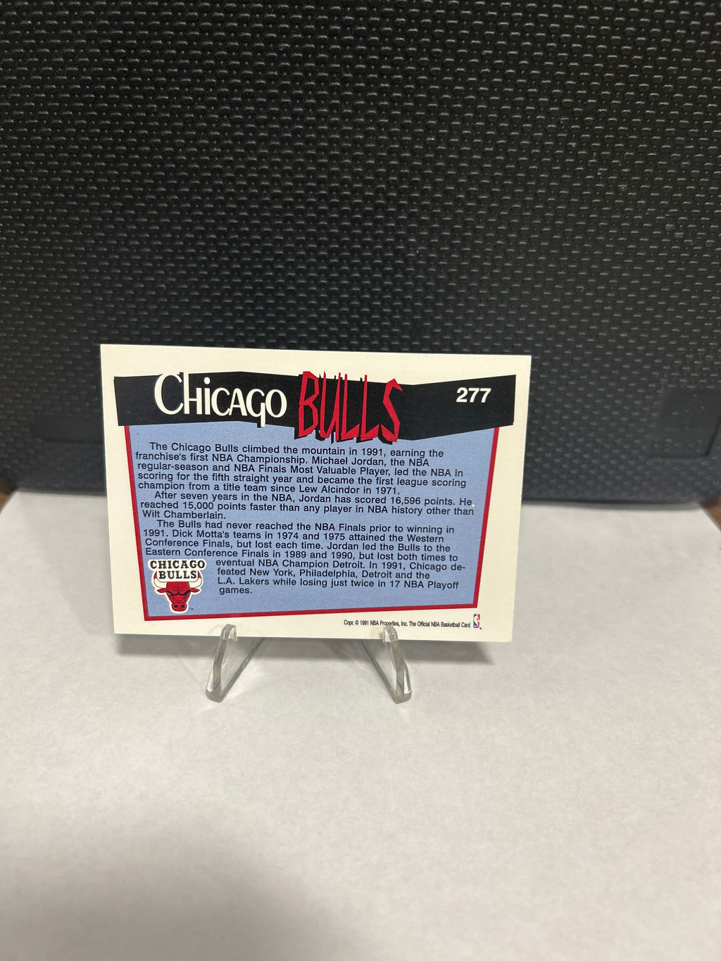 1991 NBA Hoops - CHICAGO BULLS TEAM CARD - Jordan - Pippen - Grant