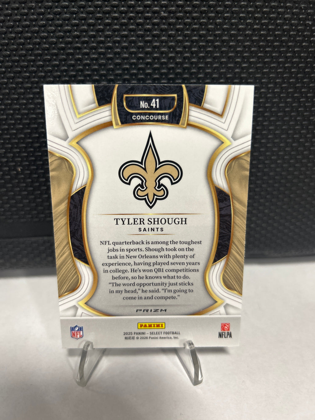 2025 Select Tyler Shough Black & Gold Shock Prizm Concourse #41 Saints