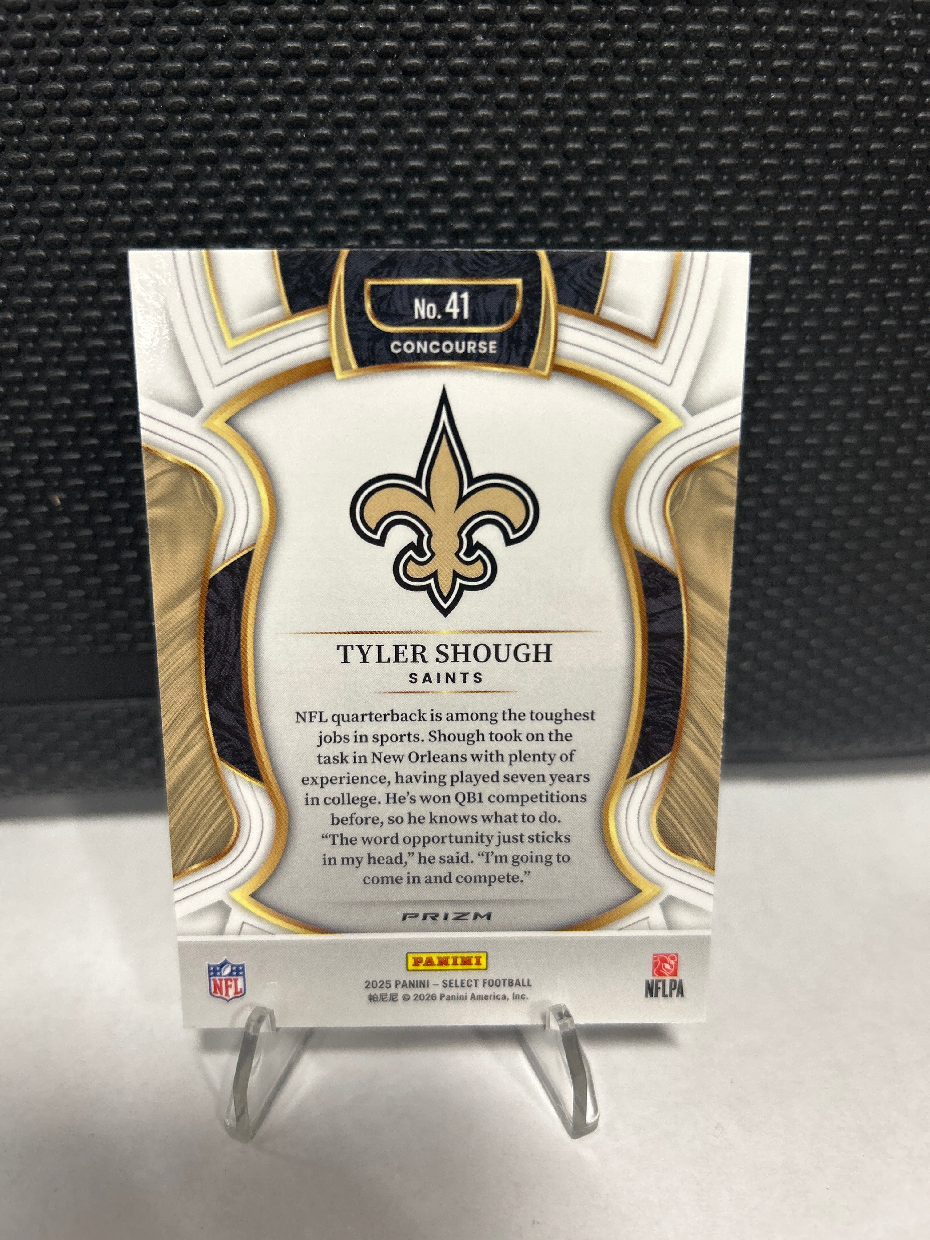 2025 Select Tyler Shough Black & Gold Shock Prizm Concourse #41 Saints