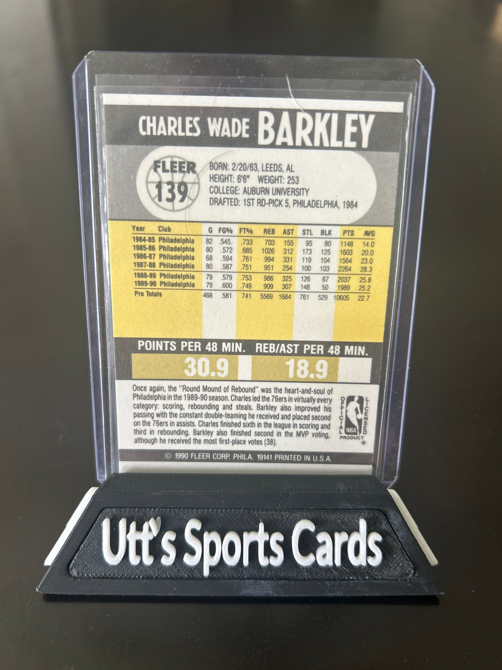 1990-91 Fleer Charles Barkley #139 Philadelphia 76ers D149
