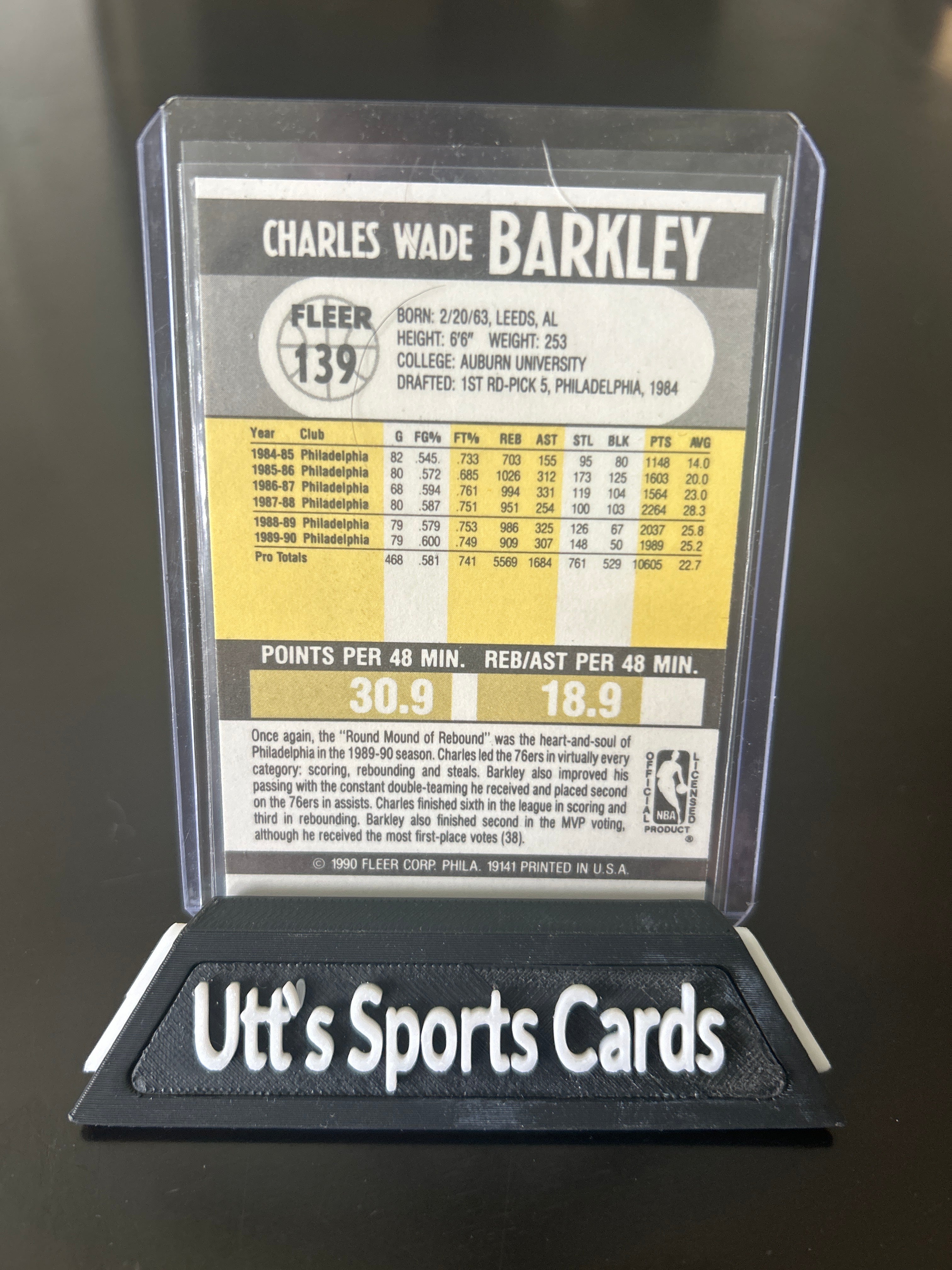 1990-91 Fleer Charles Barkley #139 Philadelphia 76ers D149