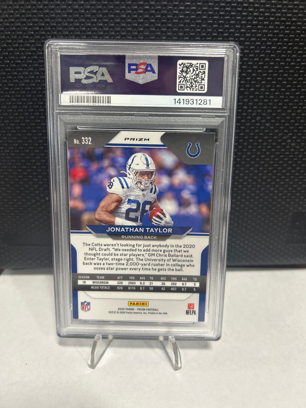 2020 PANINI PRIZM RED WHITE/ BLUE JONATHAN TAYLOR ROOKIE RC PSA 9 #332 Colts