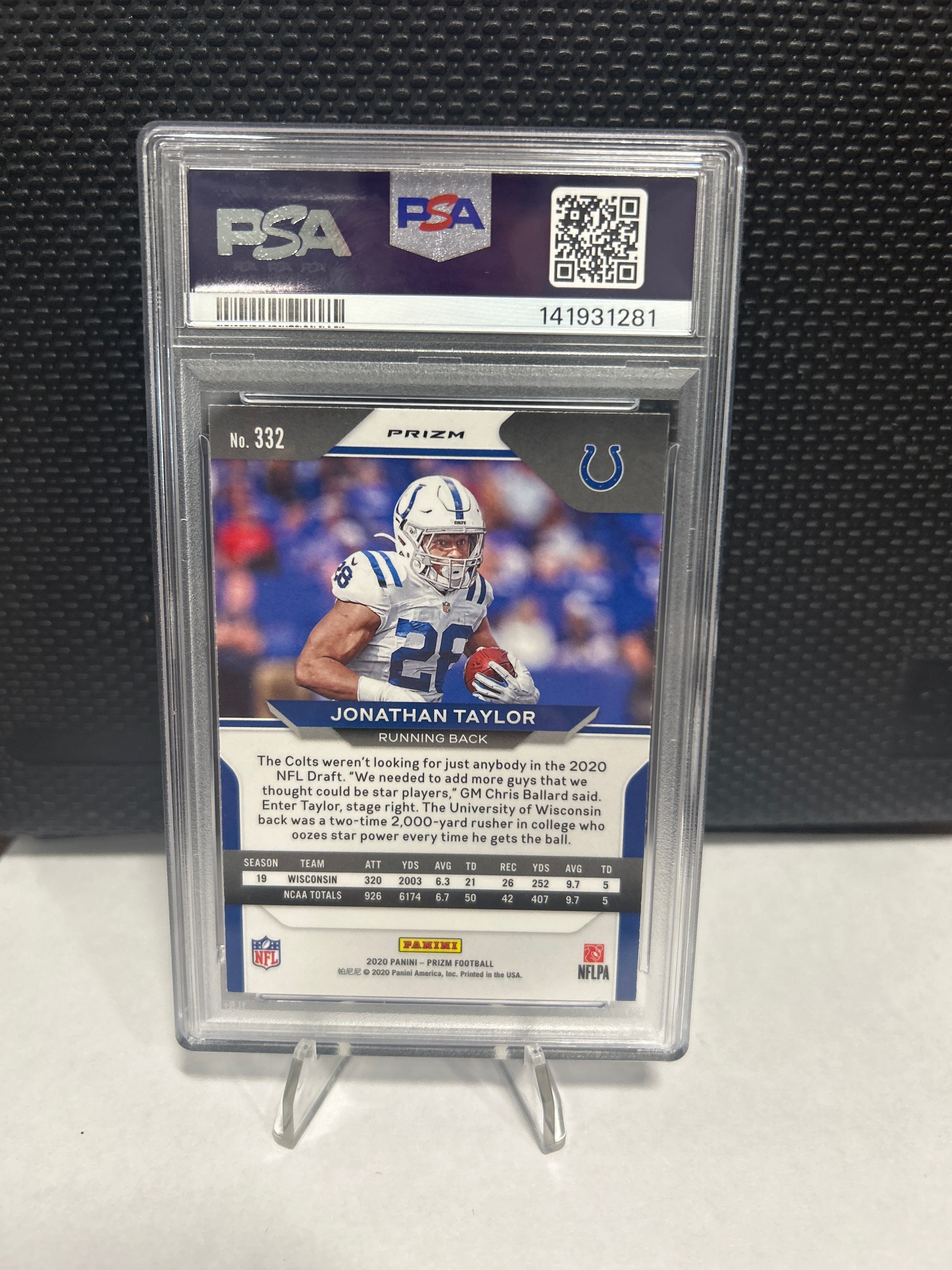 2020 PANINI PRIZM RED WHITE/ BLUE JONATHAN TAYLOR ROOKIE RC PSA 9 #332 Colts