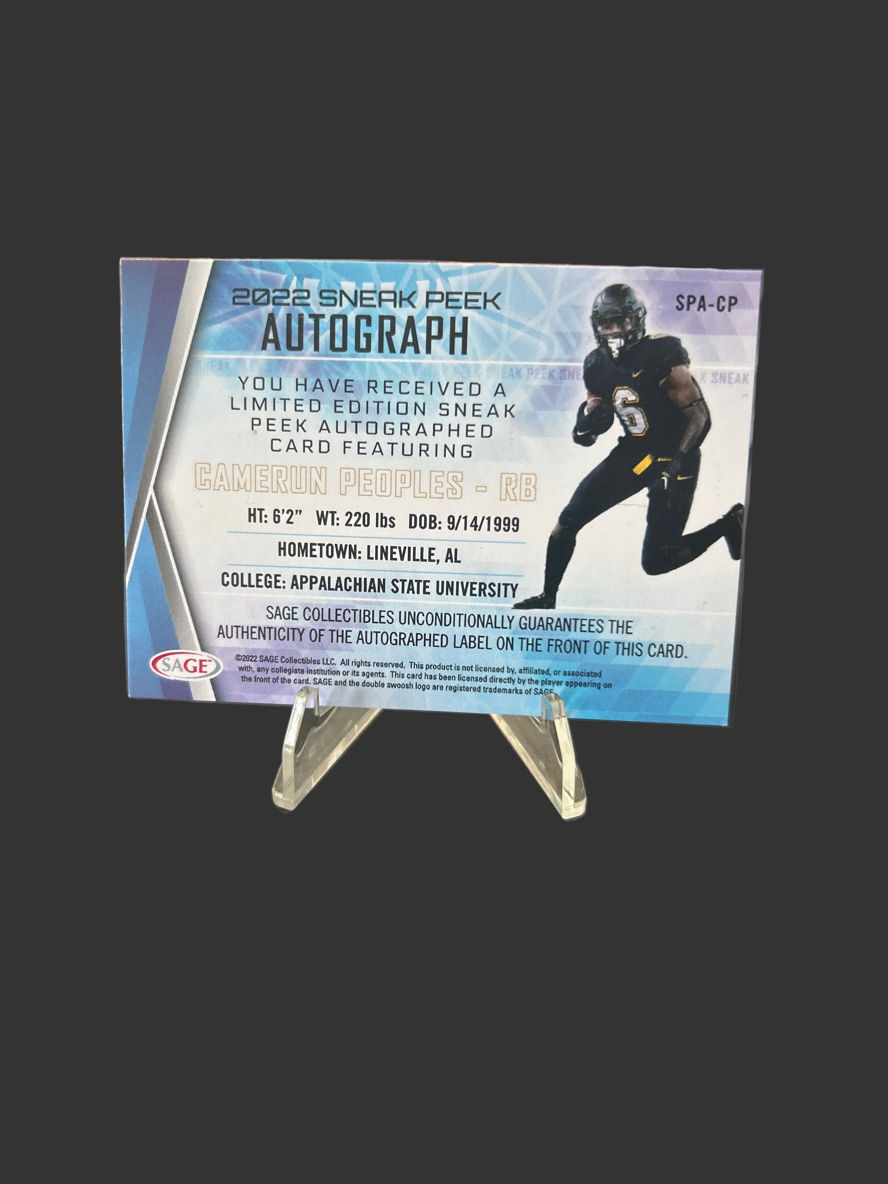 Camerun Peoples 2022 SAGE Sneak Peek Rookie Auto #SPA-CP NrMt