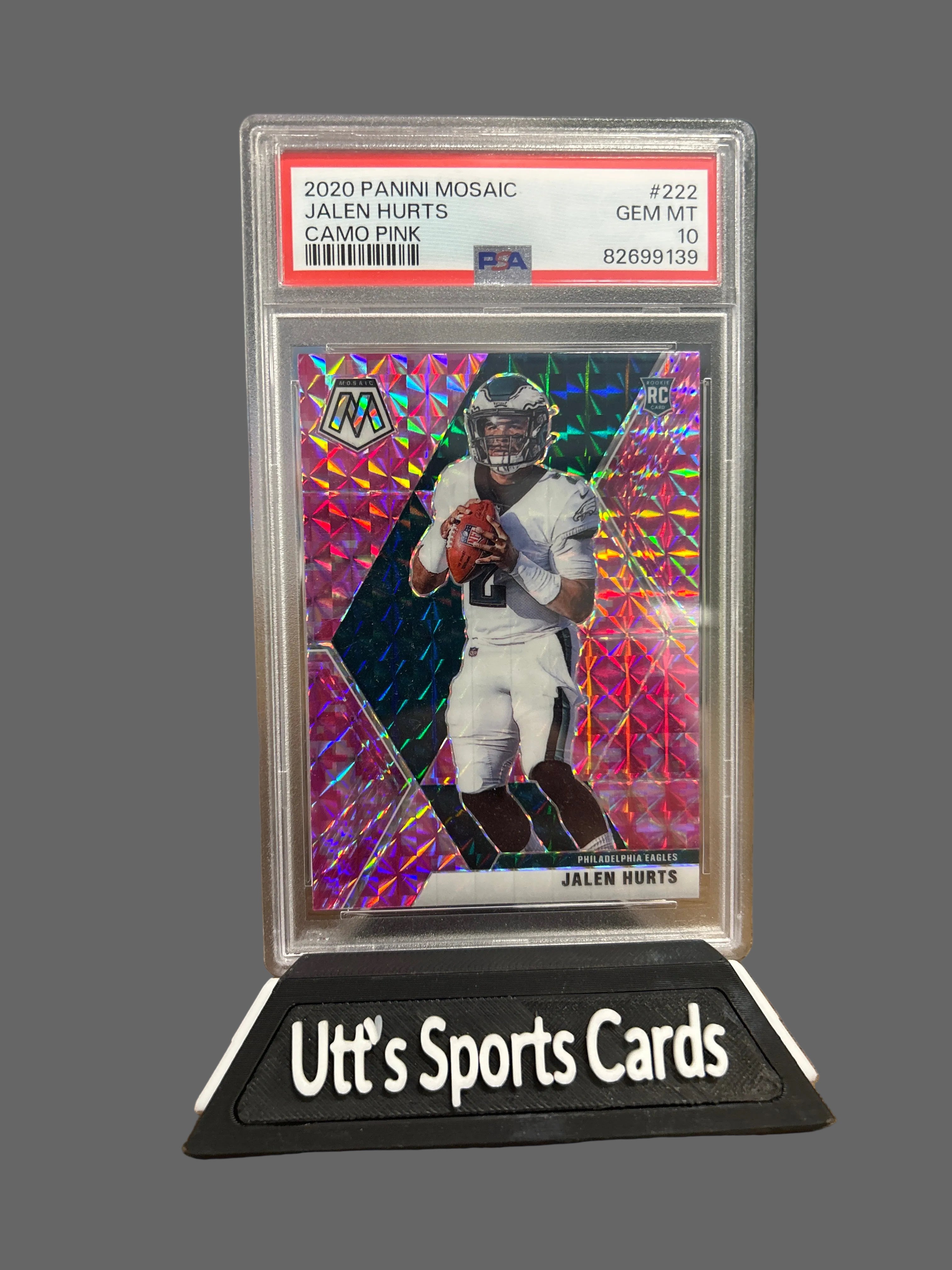 2020 Panini Mosaic Camo Pink #222 Jalen Hurts Rookie Card! PSA 10
