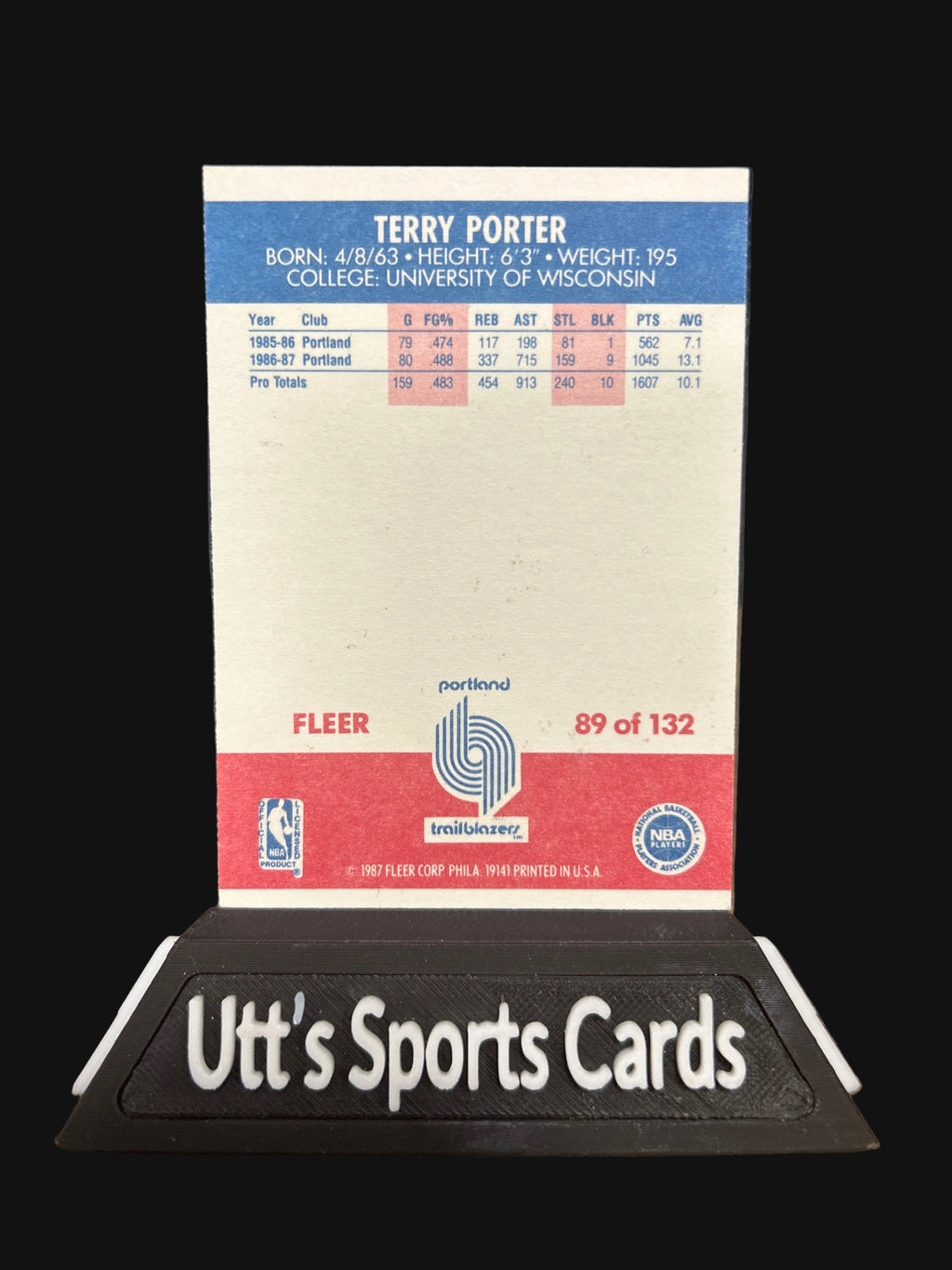 1987 Fleer Terry Porter rookie basketball card #89 Portland Trail Blazers NM