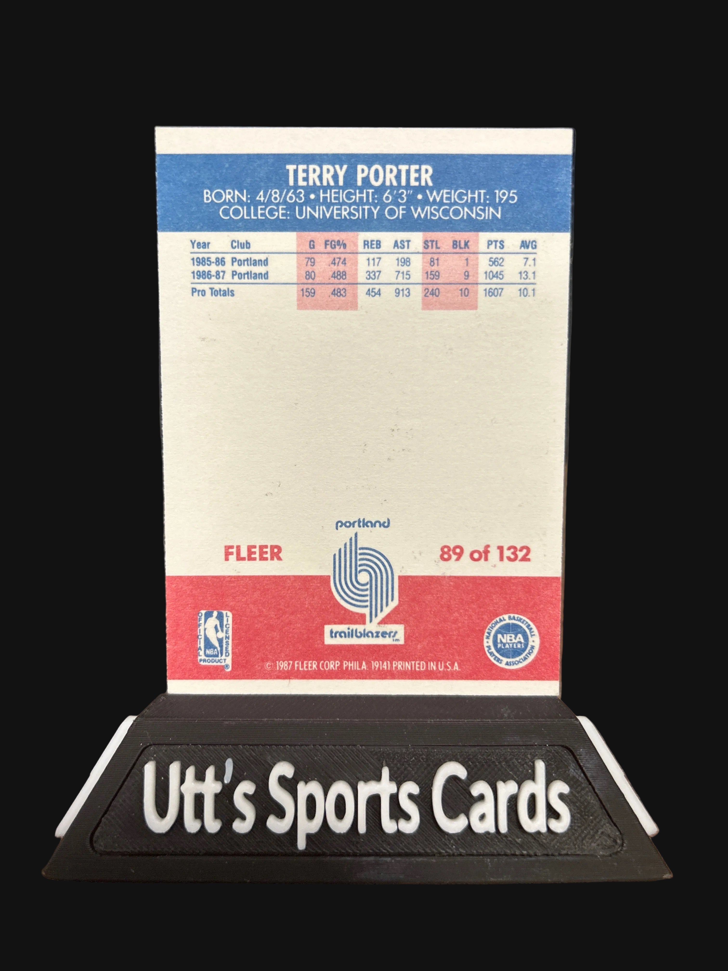1987 Fleer Terry Porter rookie basketball card #89 Portland Trail Blazers NM