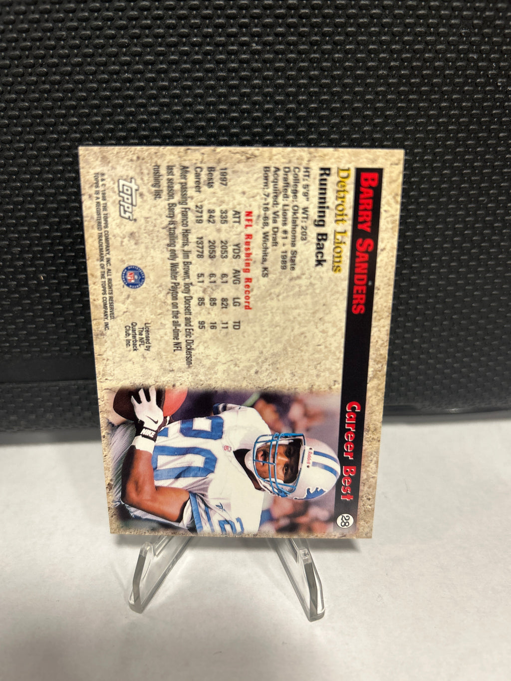 Barry Sanders 1998 Topps Seasons Best Quick Six #28 Insert