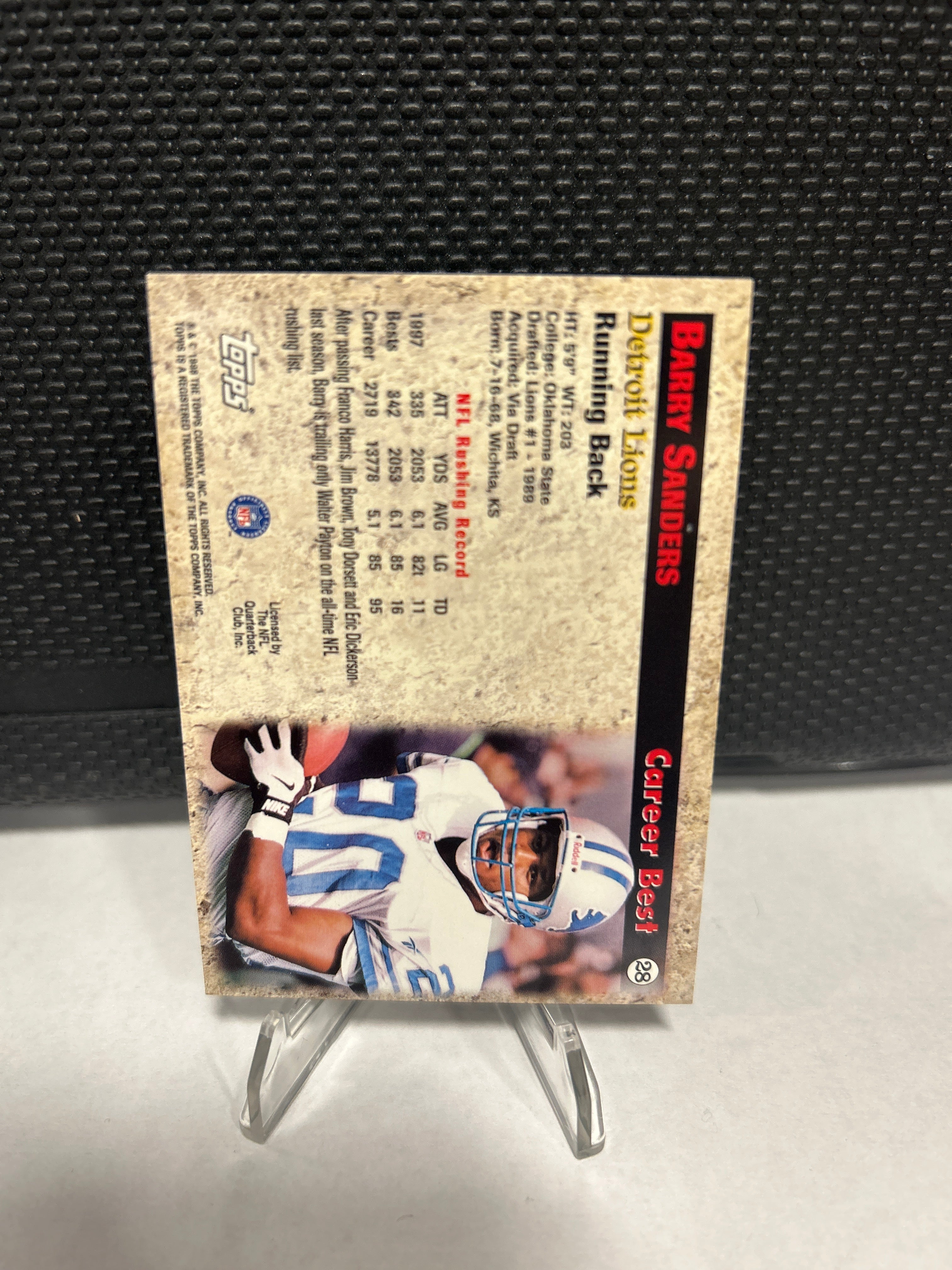 Barry Sanders 1998 Topps Seasons Best Quick Six #28 Insert