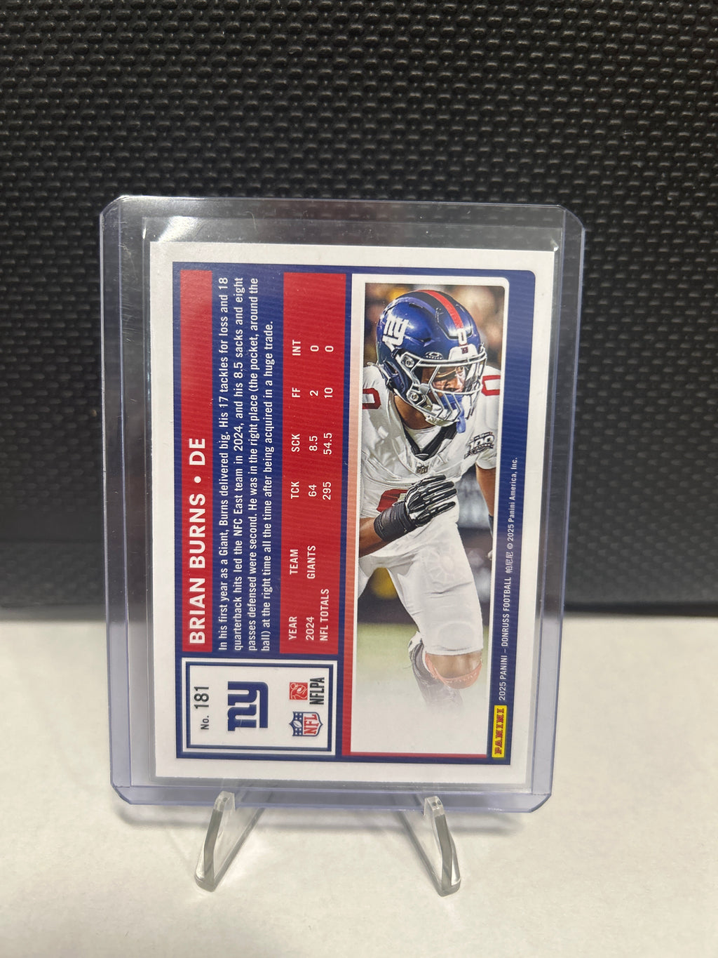 2025 Panini Donruss Brian Burns Press Proof Blue #181 New York Giants