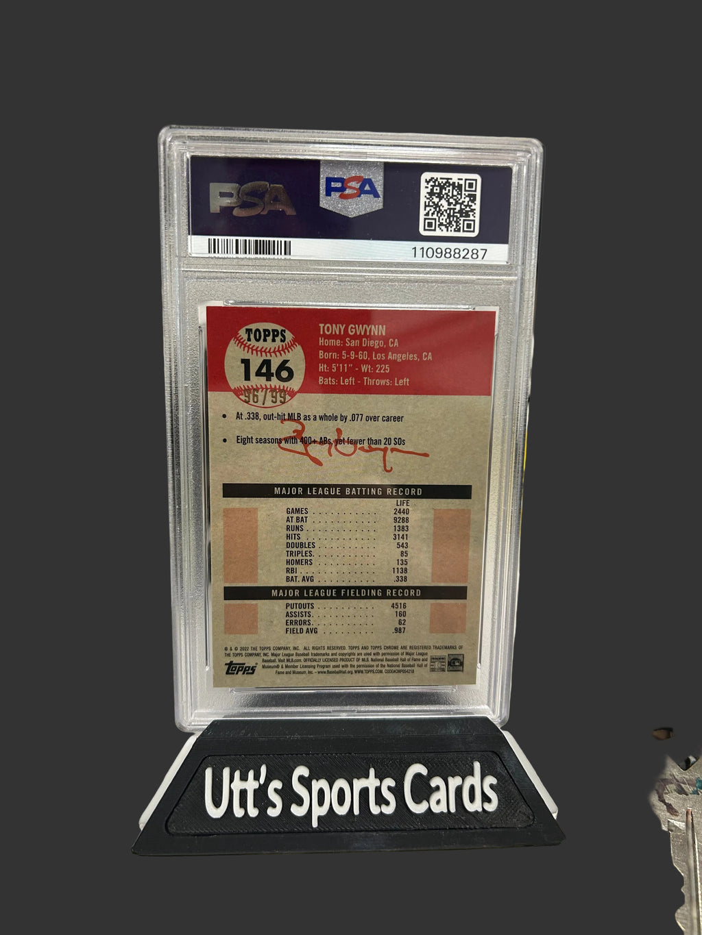 PSA 10 2022 Topps Chrome Platinum Anniversary Tony Gwynn Green Wave Refr#96/99
