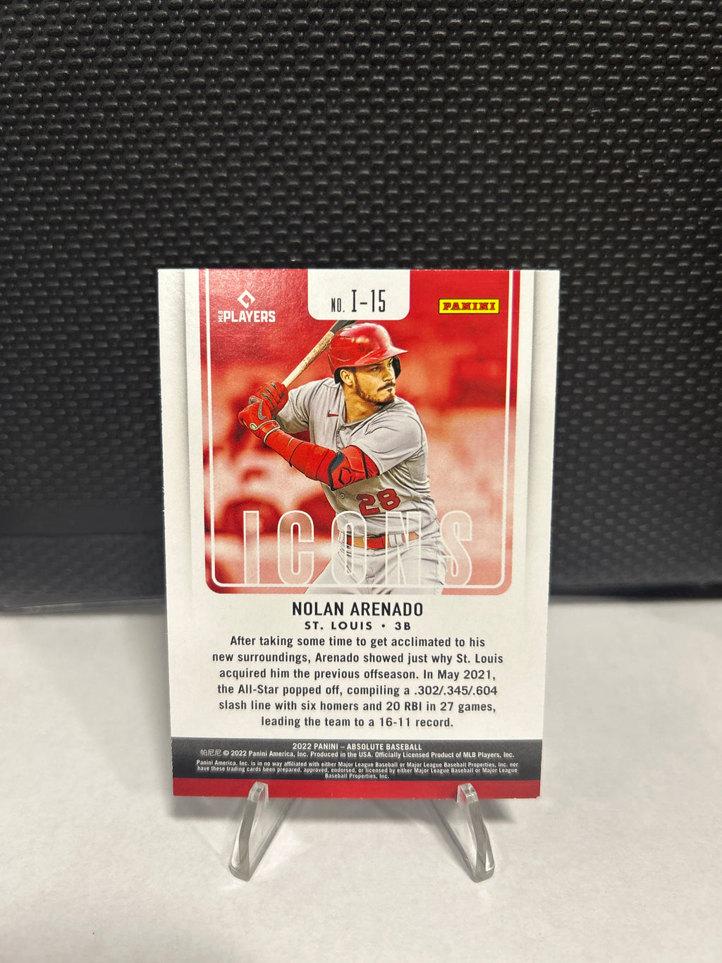 2022 Panini Absolute Icons #I-15 Nolan Arenado ST. LOUIS CARDINALS