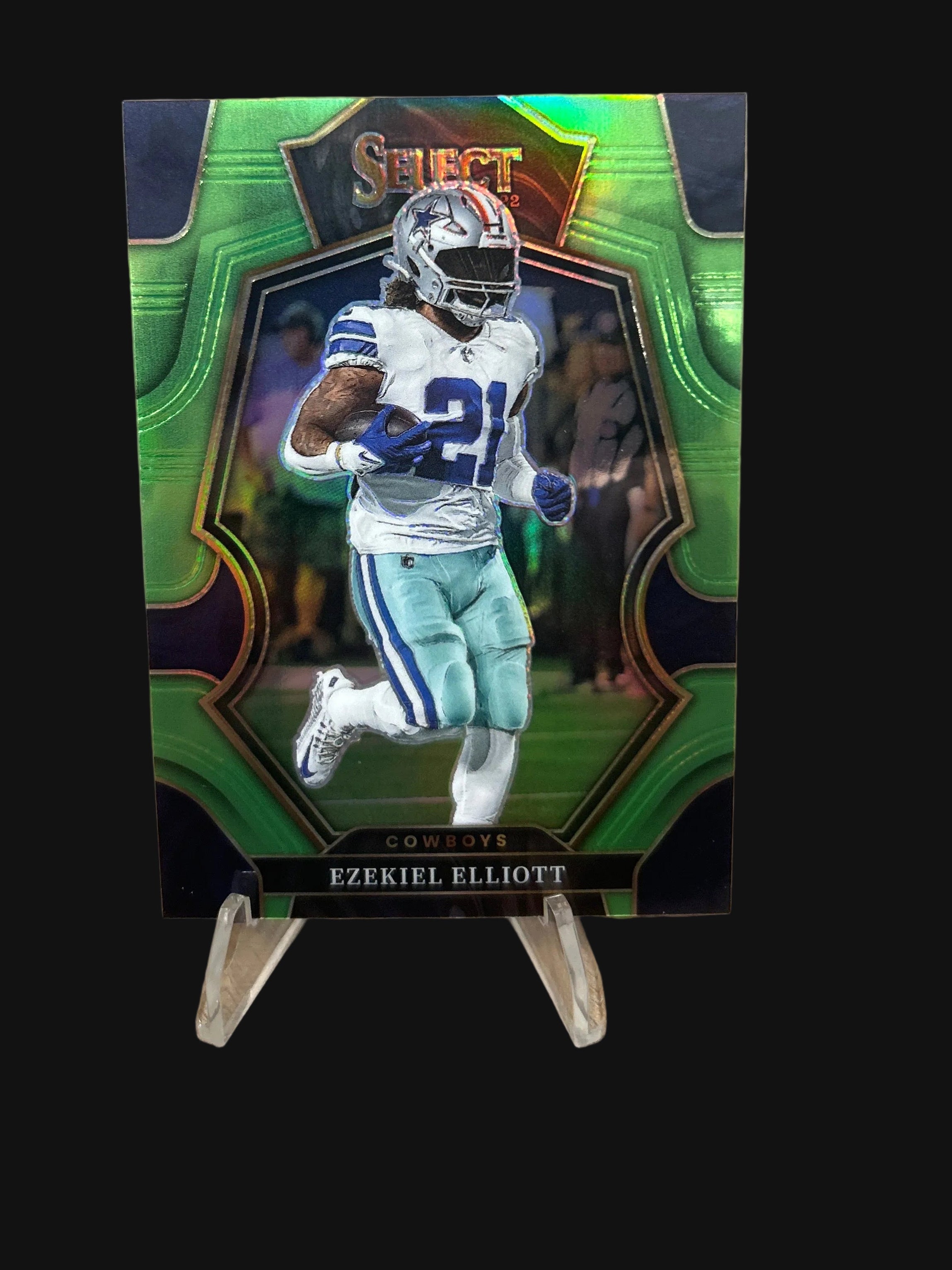 Ezekiel Elliott Card 2022 Select Prizm Neon Green #129 Dallas Cowboys SP /49