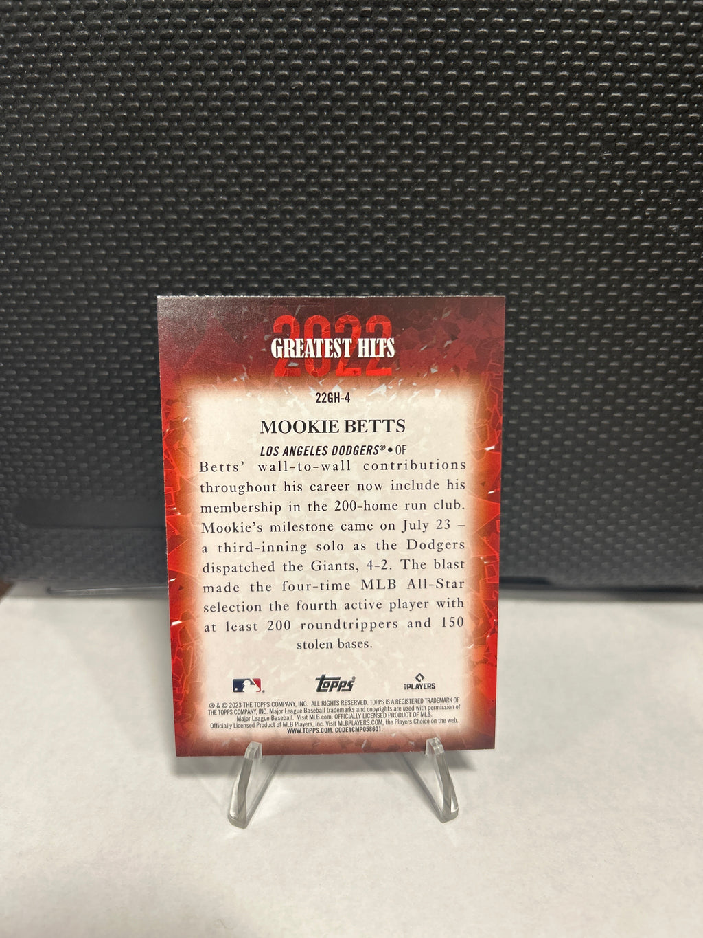 2023 Topps #22GH-4 Mookie Betts 2022 Greatest Hits card