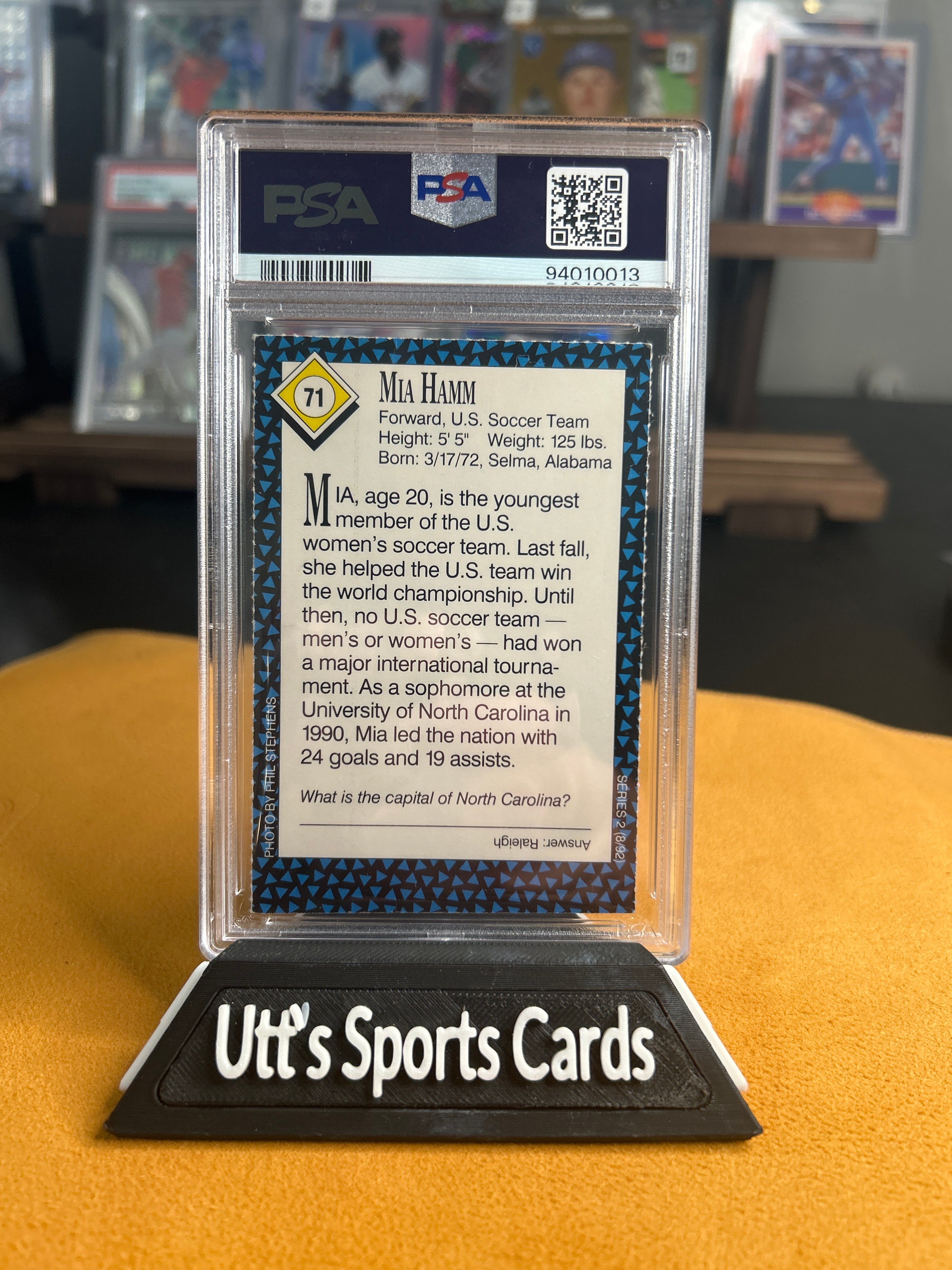 1992 Sports Illustrated for Kids Mia Hamm Rookie Card, #71, PSA 4 Excellent 