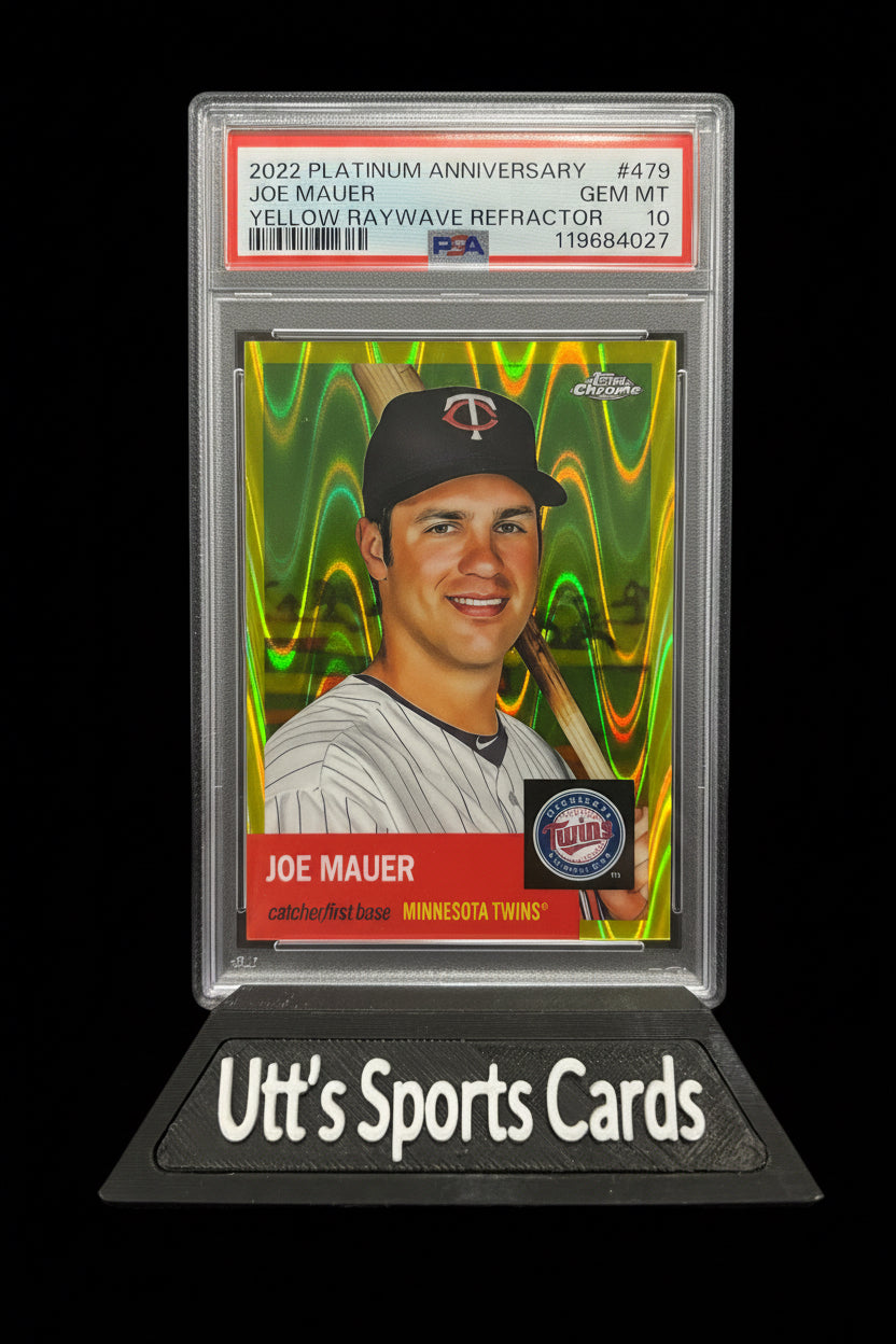 2022 TOPPS CHROME PLATINUM ANV - YELLOW RAYWAVE REF. 123/250 JOE MAUER PSA 10