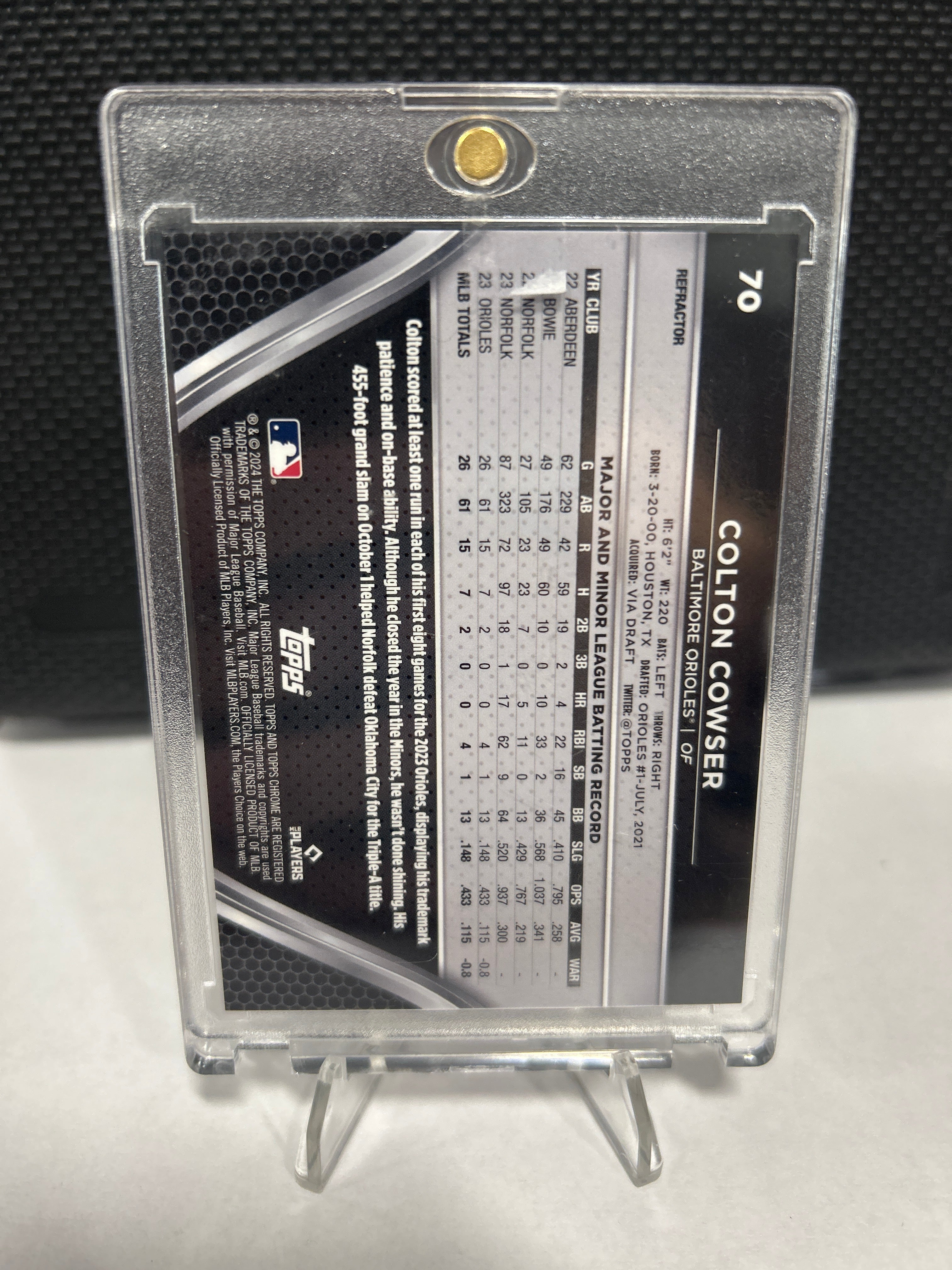 2024 Topps Chrome Black Baseball Colton Cowser Refractor RC 171 /199 #70 Orioles