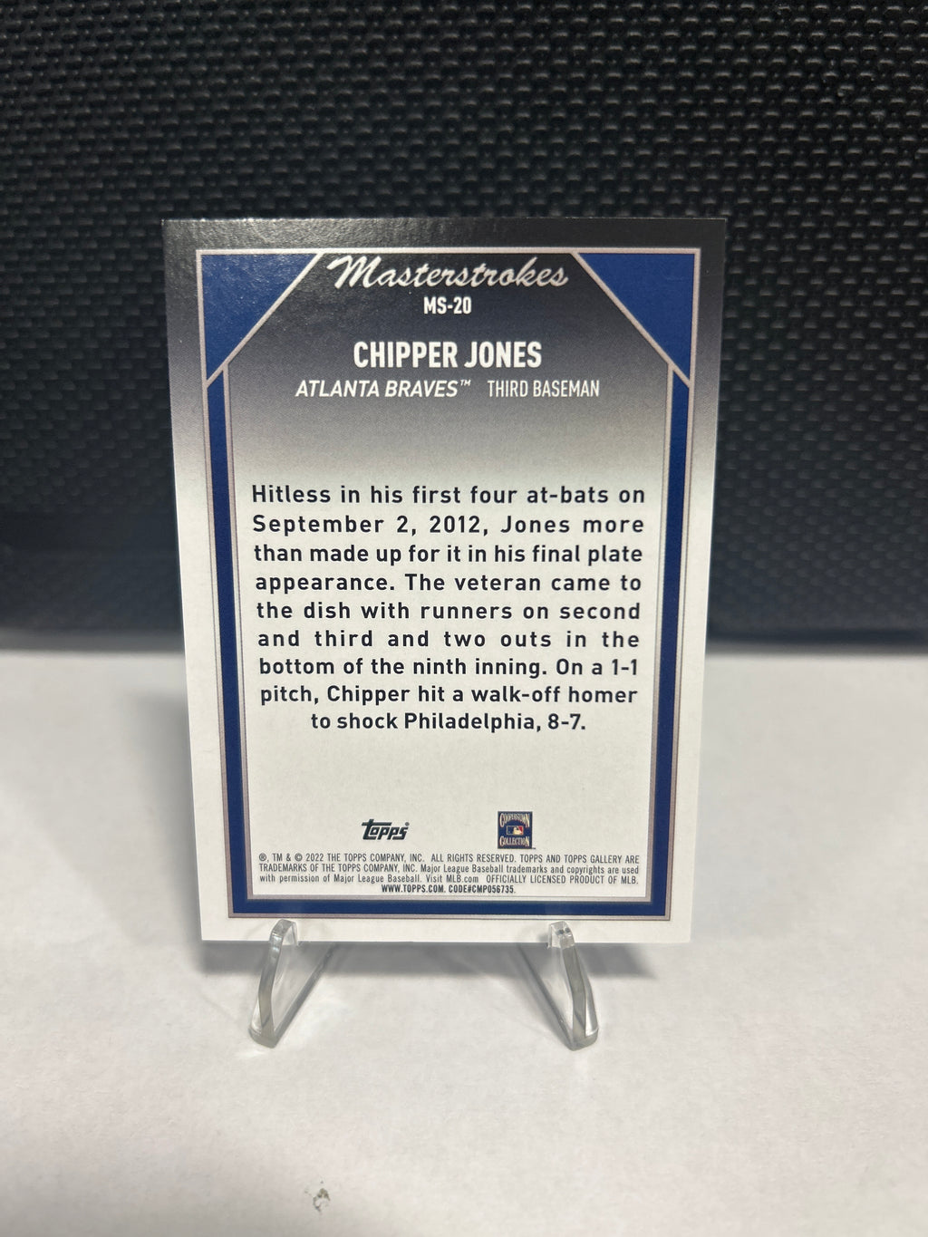Chipper Jones 2022 Topps Gallery Masterstokes MS-20 Braves