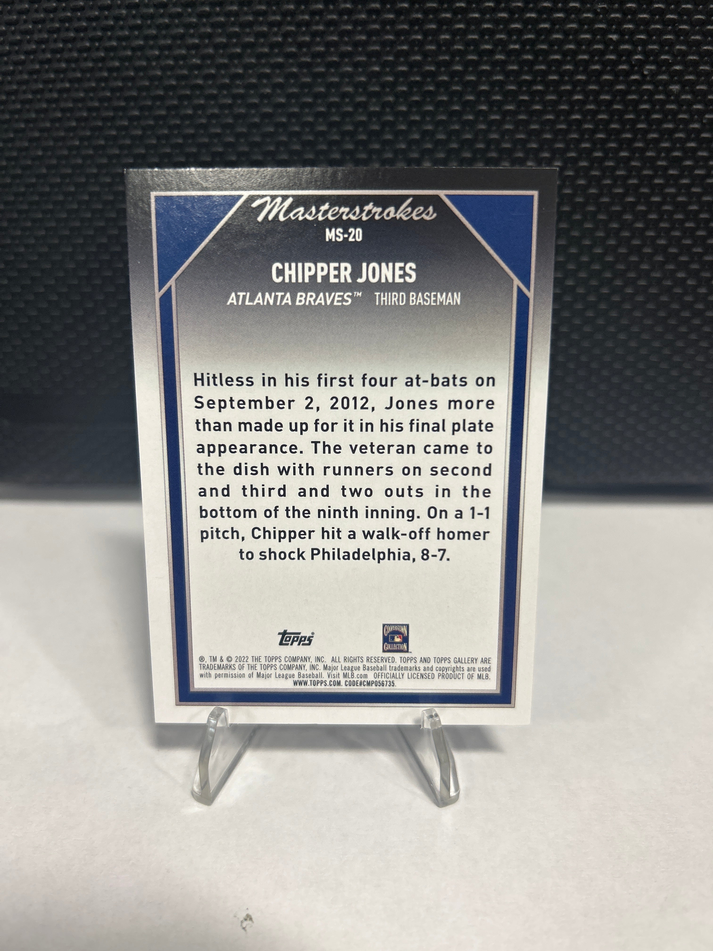 Chipper Jones 2022 Topps Gallery Masterstokes MS-20 Braves