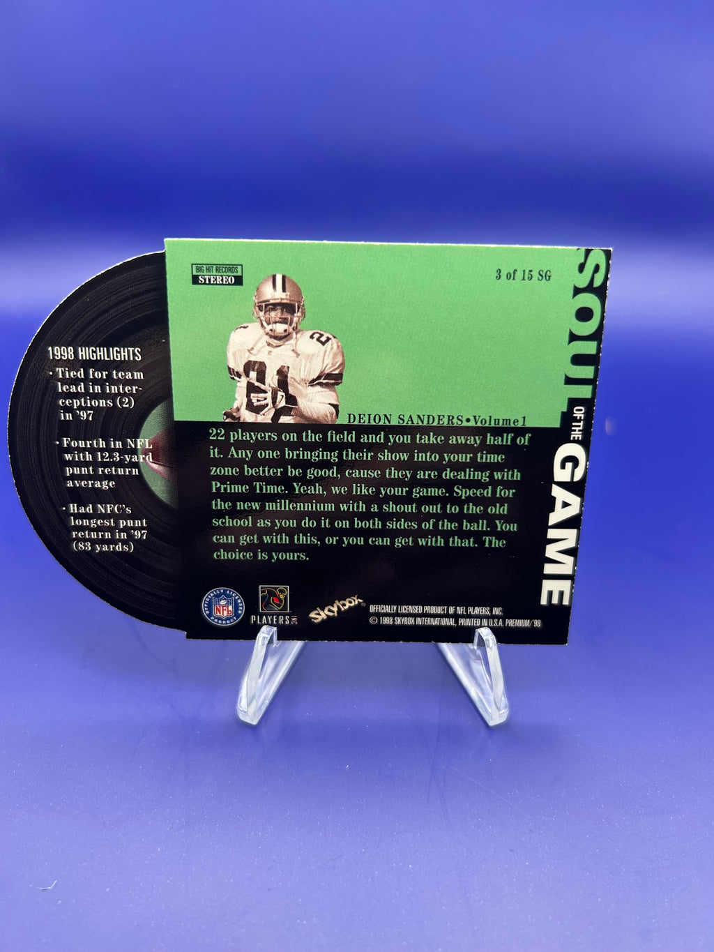 1998 SkyBox Premium #3 SG Deion Sanders Soul of the Game