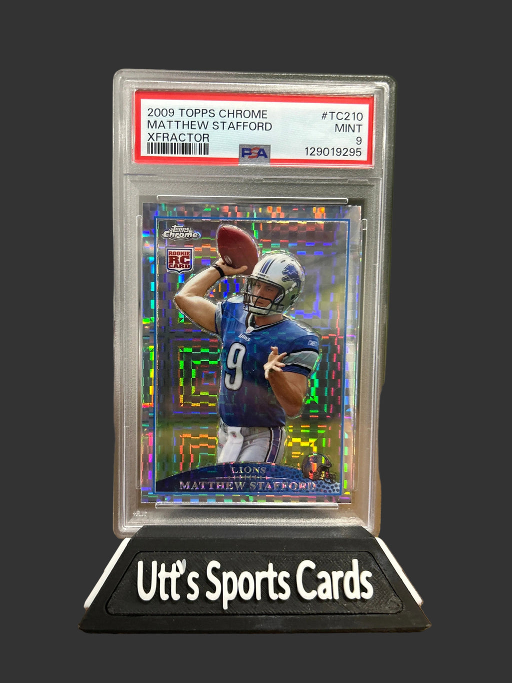 PSA 9 MINT 2009 Topps Chrome Xfractor TC210 Matthew Stafford Rams Lion RC Rookie