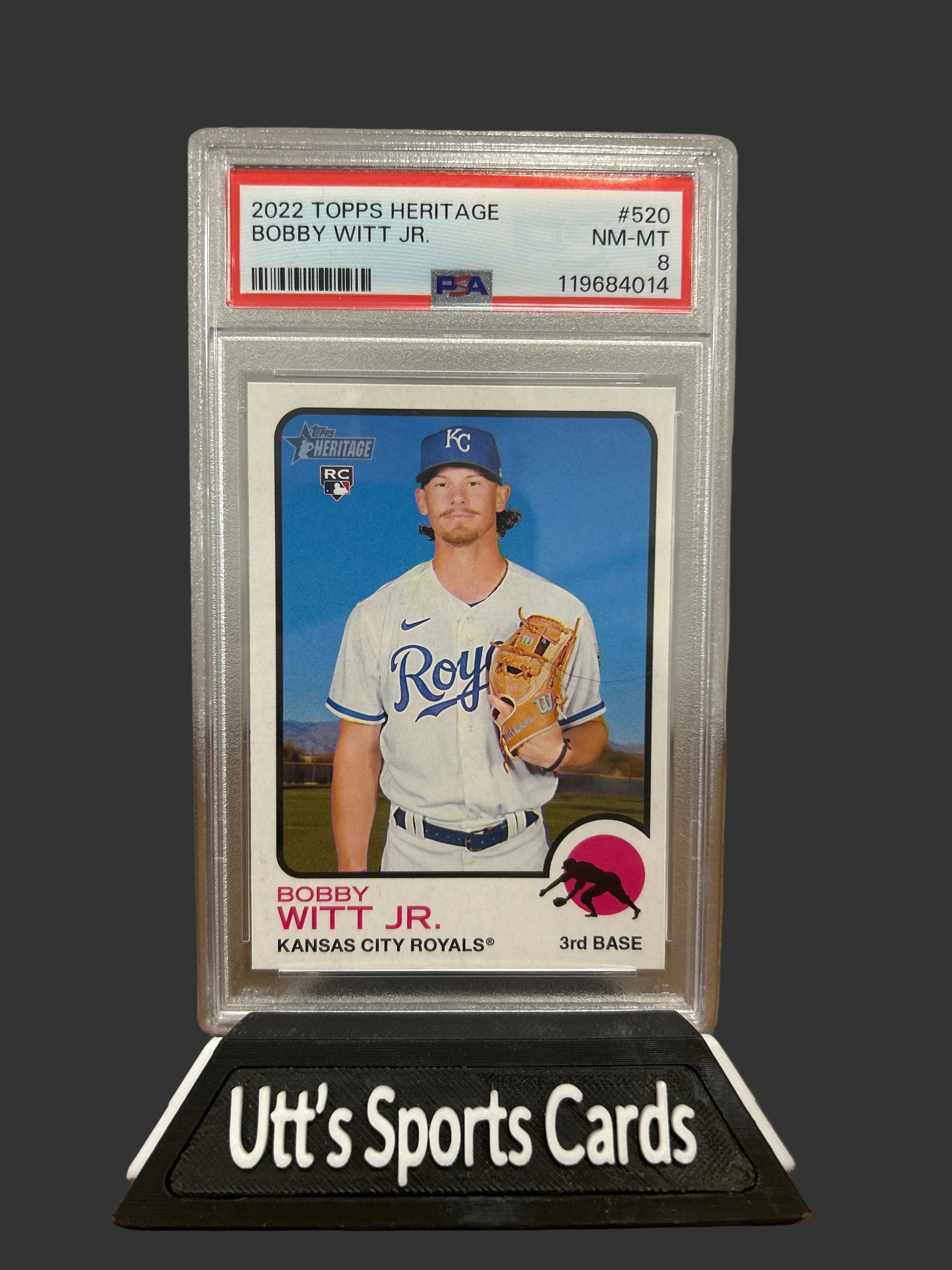 BOBBY WITT JR - 2022 Topps Heritage PSA 8 RC Kansas City Royals Rookie Card #520
