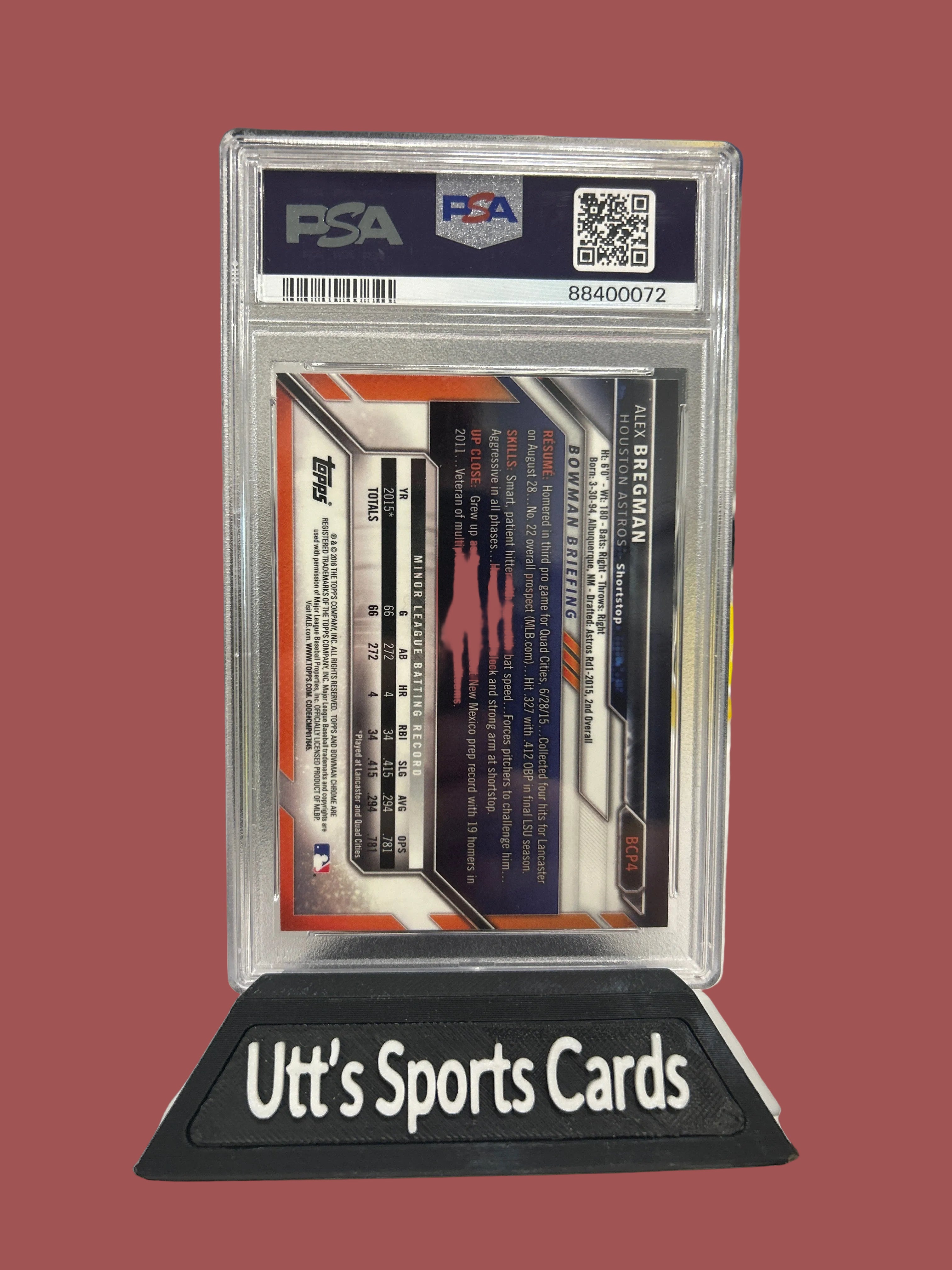 2016 Bowman Prospects Alex Bregman 1st Chrome #BCP4 PSA 9 Mint