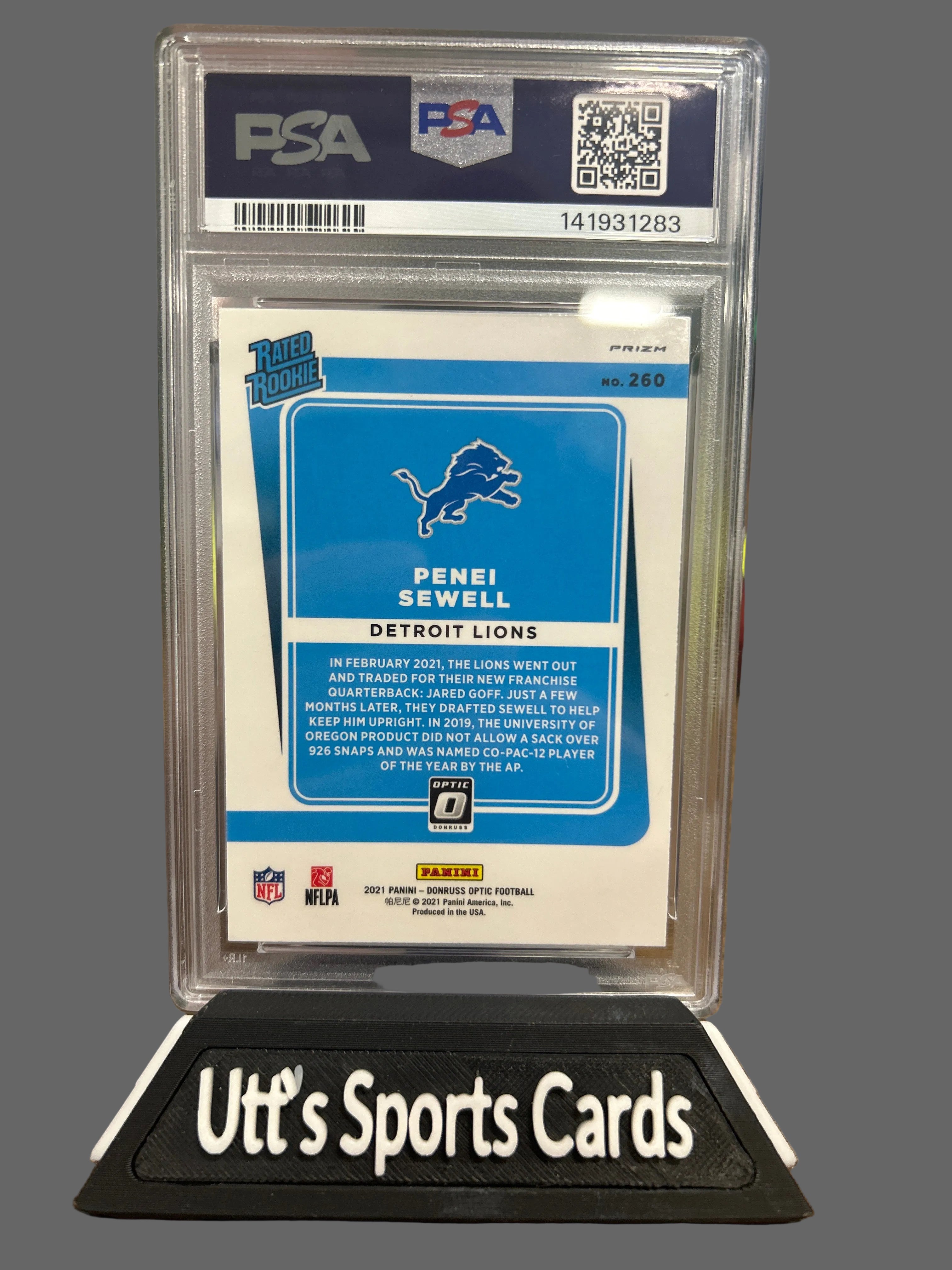 2021 Panini Donruss Optic Rated Rookie Green Velocity Prizm Penei Sewell 
(PSA 10)