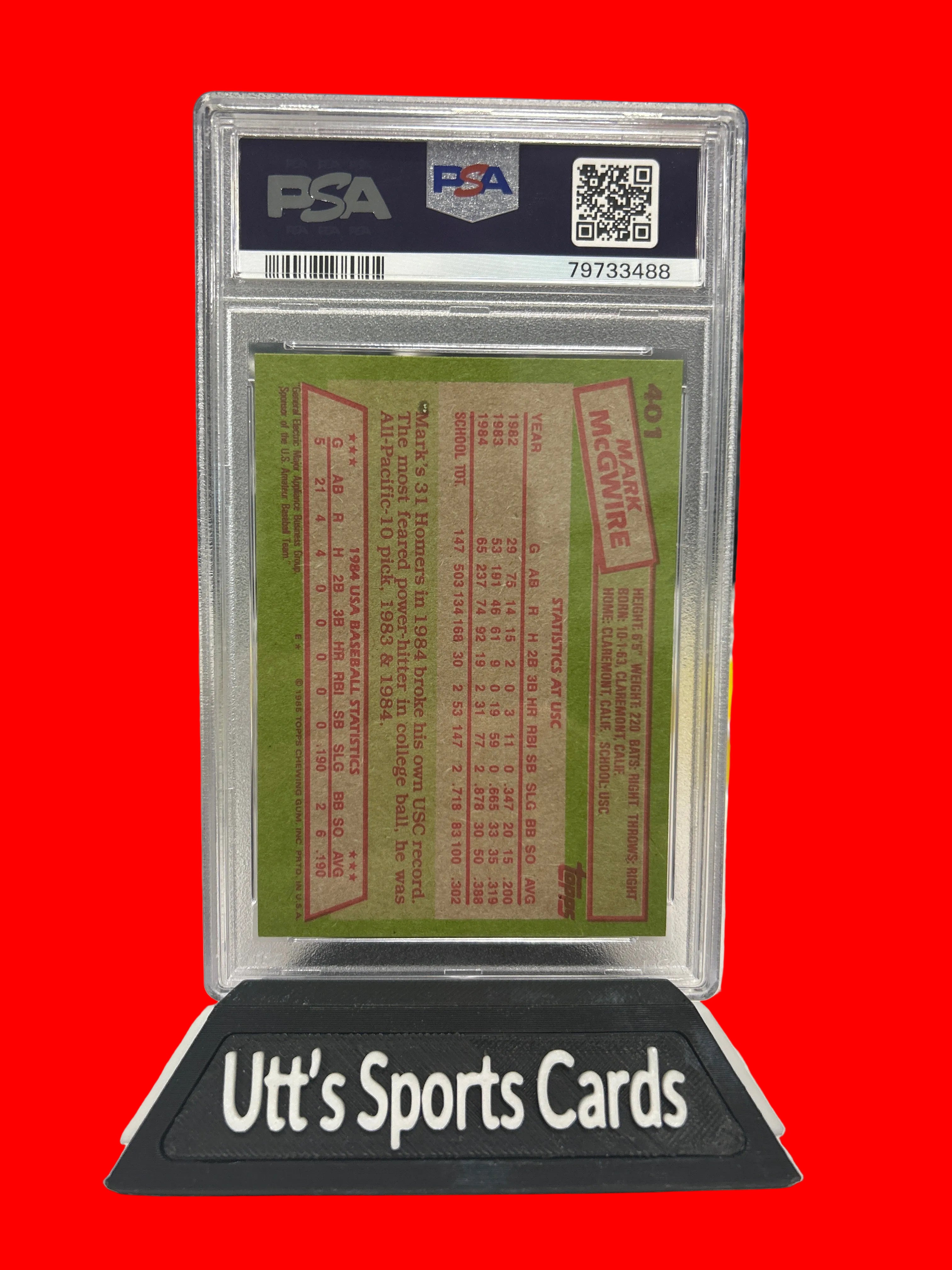 1985 Topps Mark McGwire Rookie #401 1984 USA Baseball Team RC PSA 7