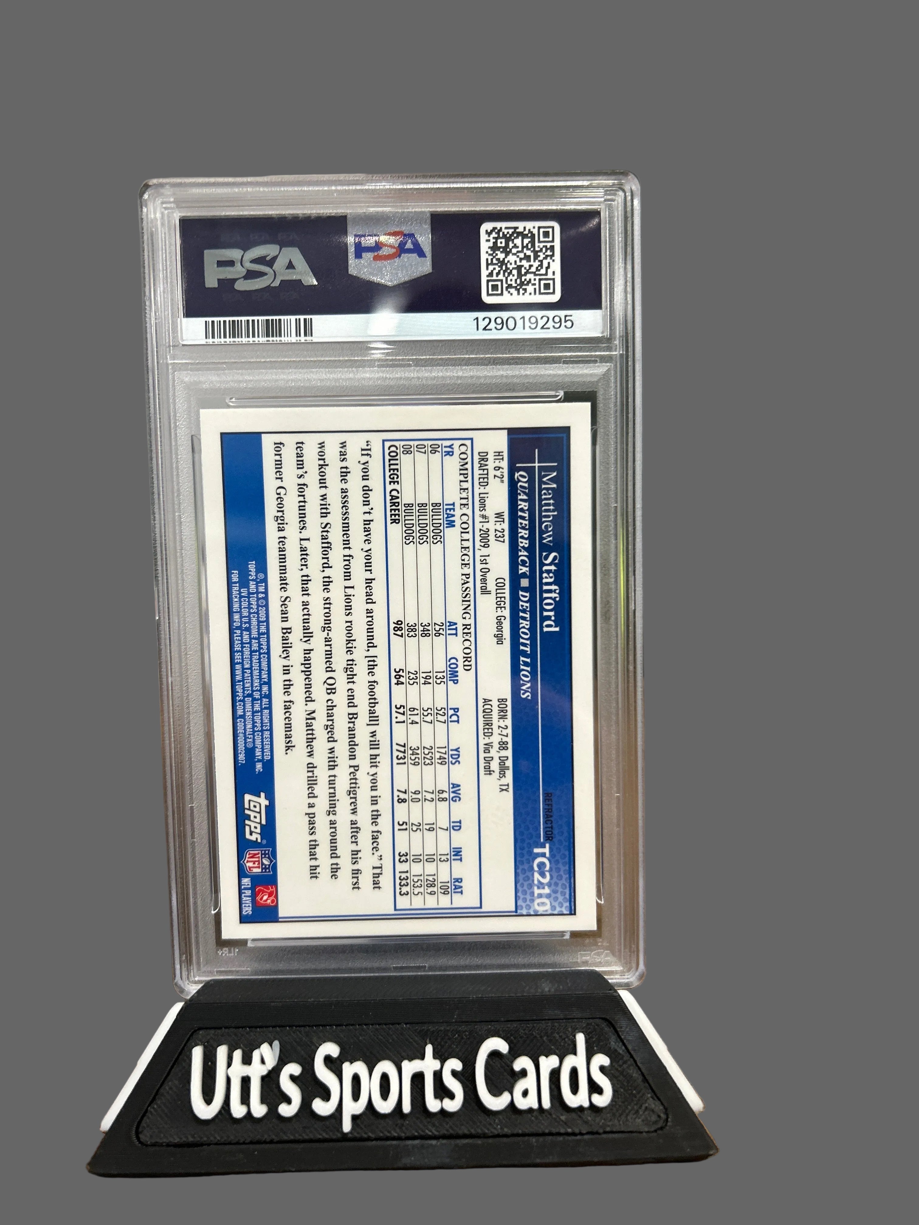 PSA 9 MINT 2009 Topps Chrome Xfractor TC210 Matthew Stafford Rams Lion RC Rookie