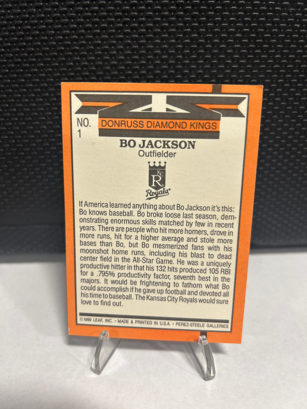 1990 Donruss Bo Jackson #1 Diamond Kings Kansas City Royals. G10
