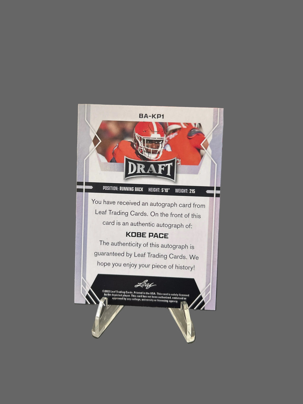 Kobe Pace 2022 Draft Auto Card #BA-KP1