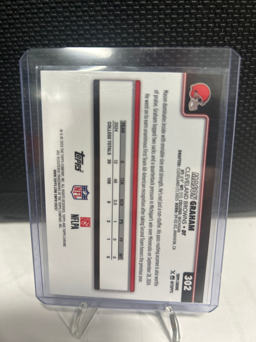 Topps Chrome Mason Graham #302 Cleveland Browns Rookie Football Card
