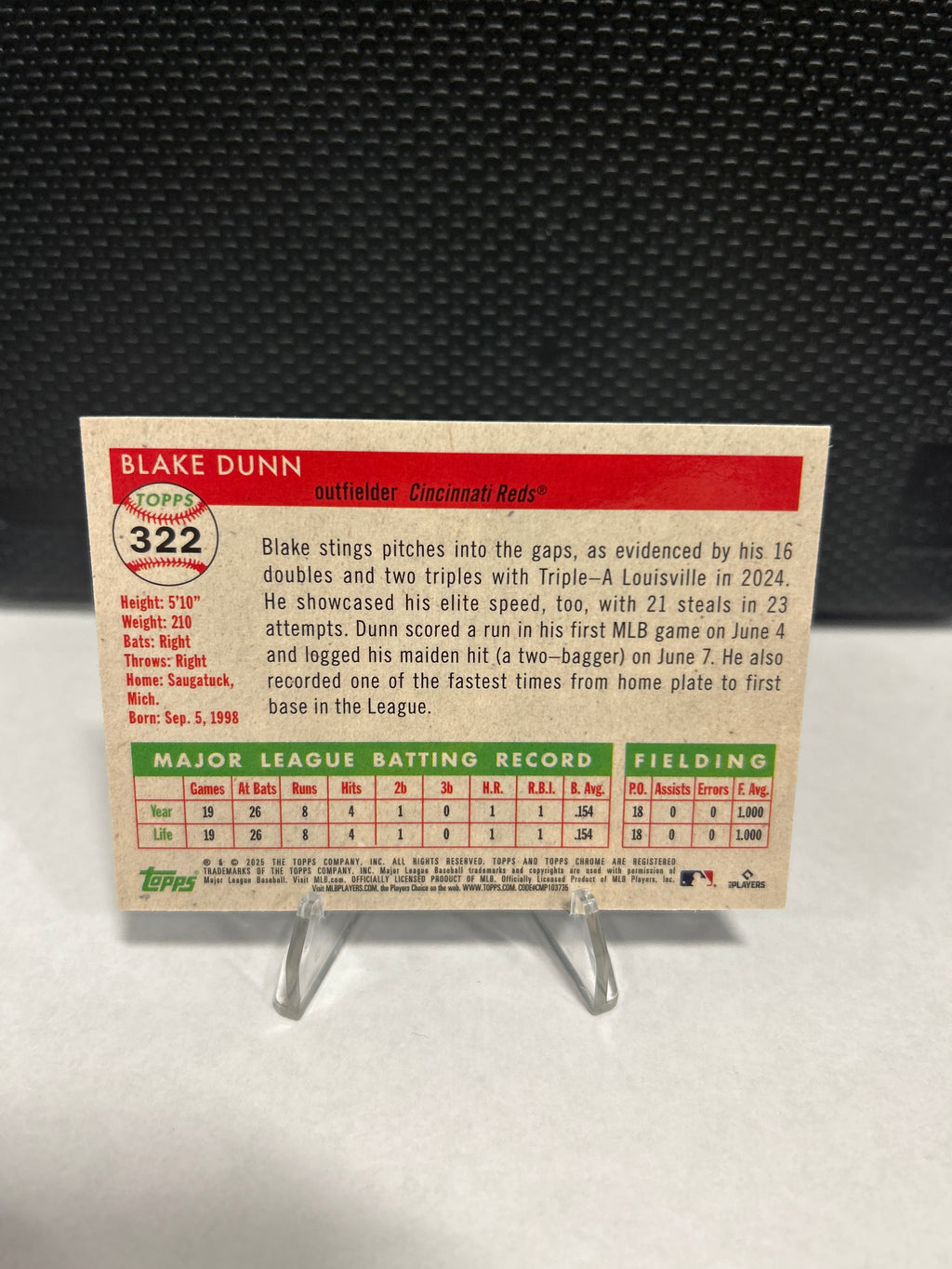 2025 Topps Chrome Platinum Anniversary Blake Dunn #322 RC Reds