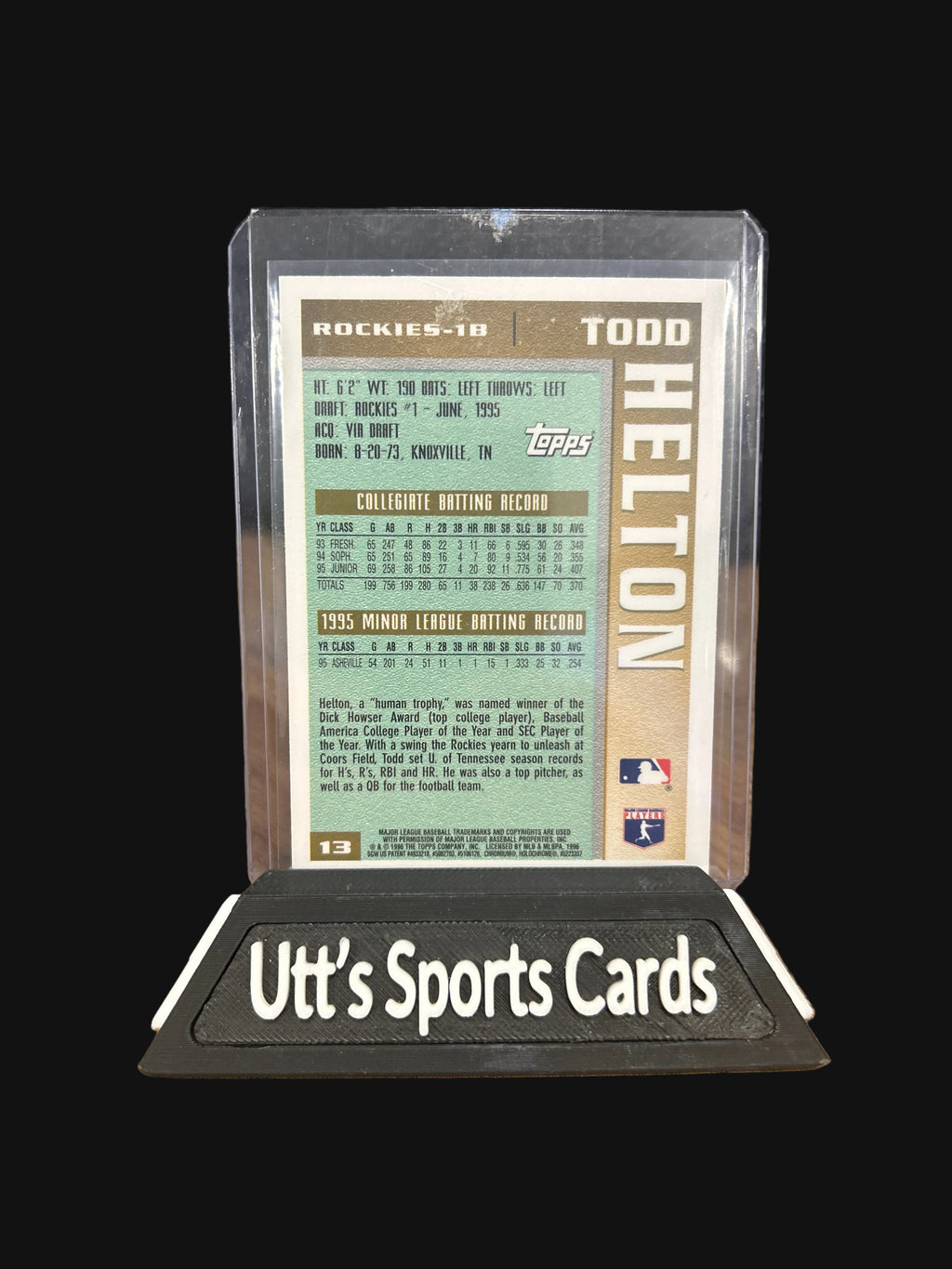 TODD HELTON ROOKIE CARD Baseball TOPPS CHROME RC Colorado Rockies Draft Pick
