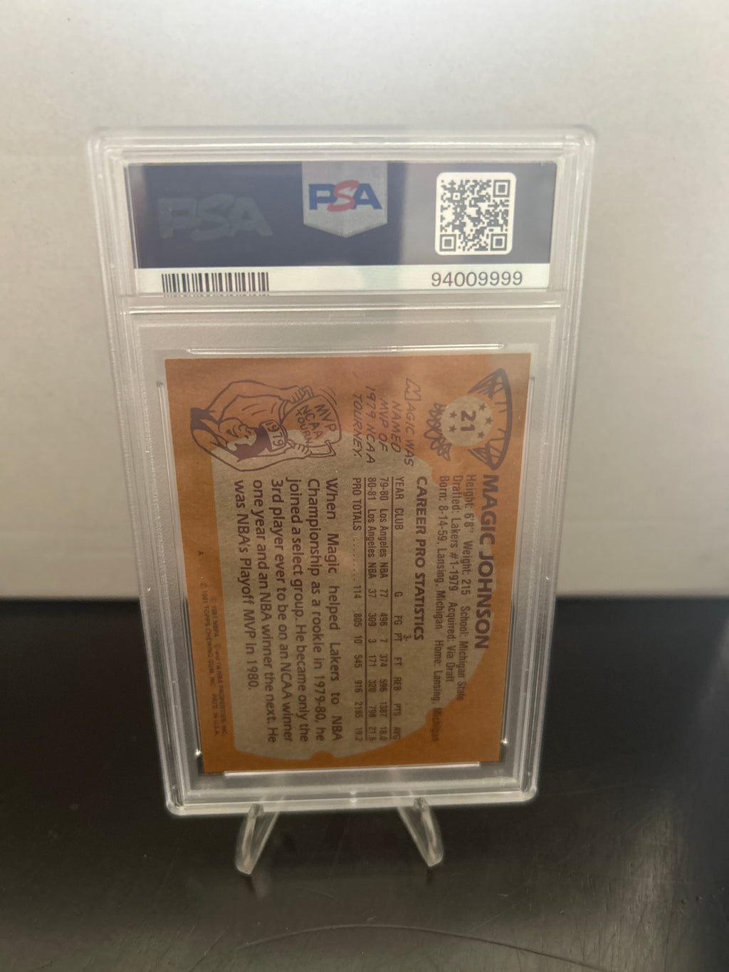 1981 Topps #21 Magic Johnson PSA 7 NM HOF LA Lakers