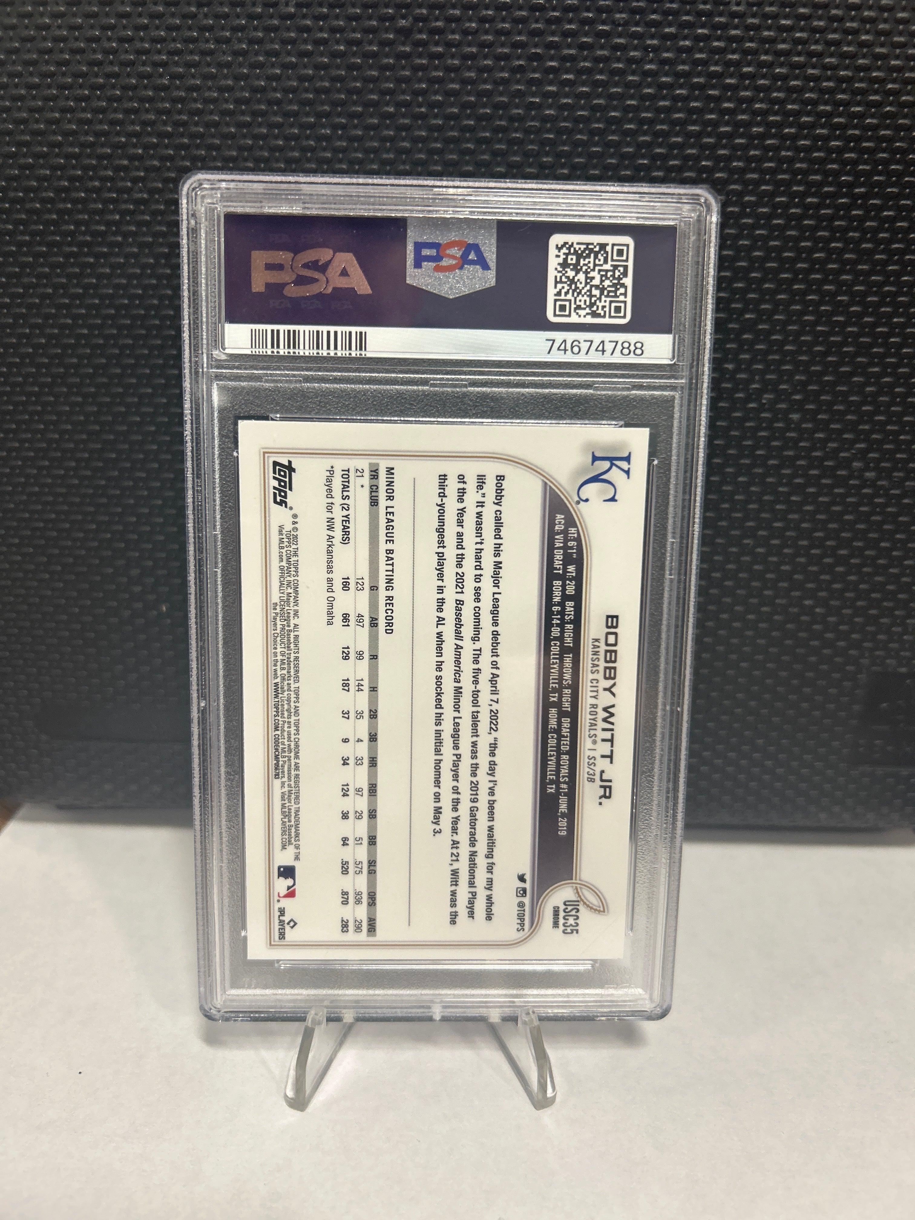 Topps 2022 Chrome Update Bobby Witt Jr. Royals #USC35 RC Base PSA 9
