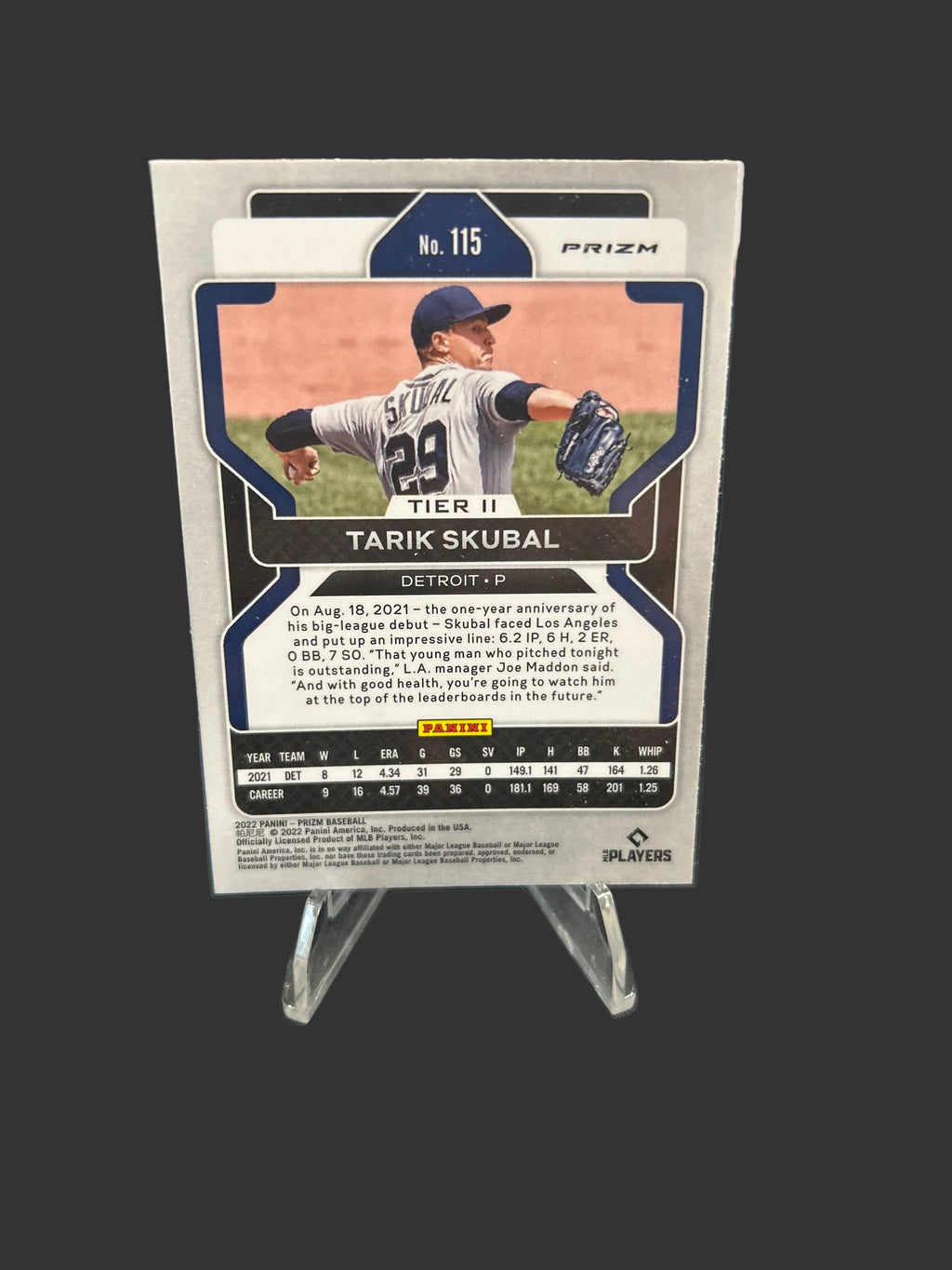 Tarik Skubal 2022 Panini Prizm Red White Blue Prizm Card  #115 Detroit Tigers