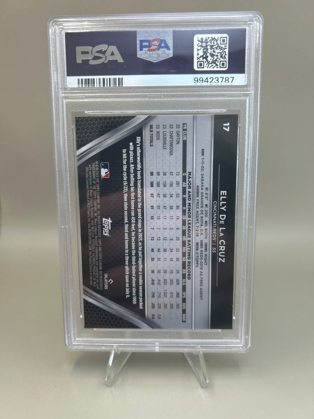 2024 Topps Chrome Black #17 Elly De La Cruz  PSA GEM MINT 10