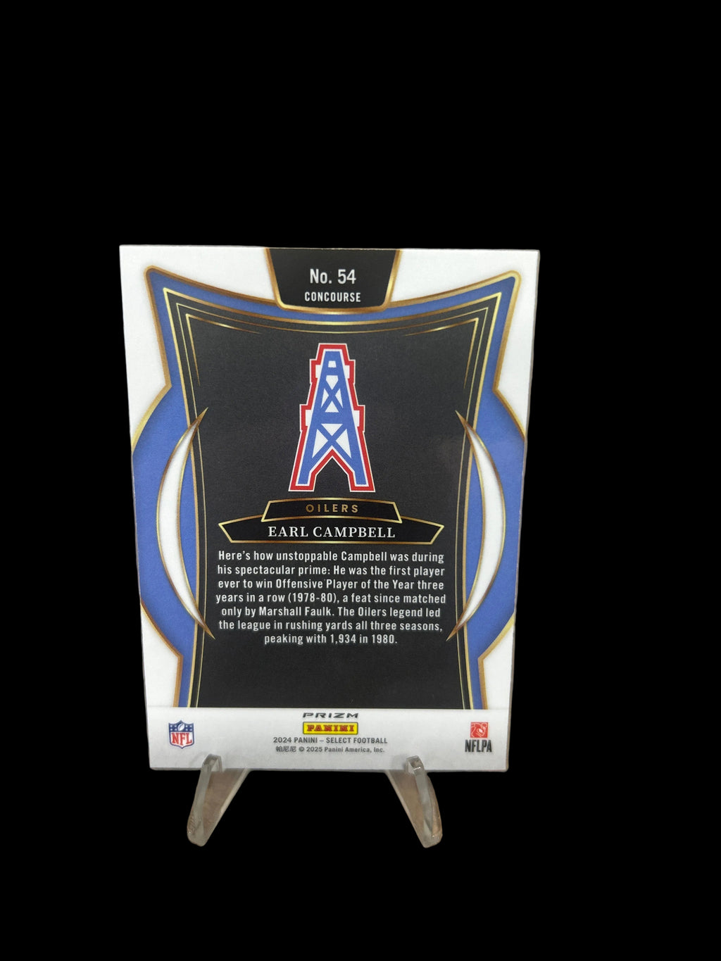 2024 Select Football Red White & Blue Shock Prizm Earl Campbell #54