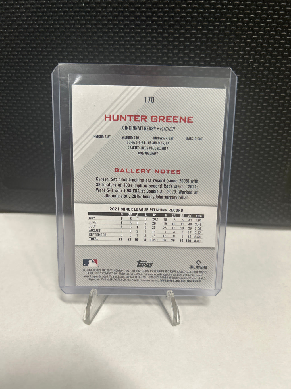 2022 Topps Gallery - #170 Hunter Greene (RC)