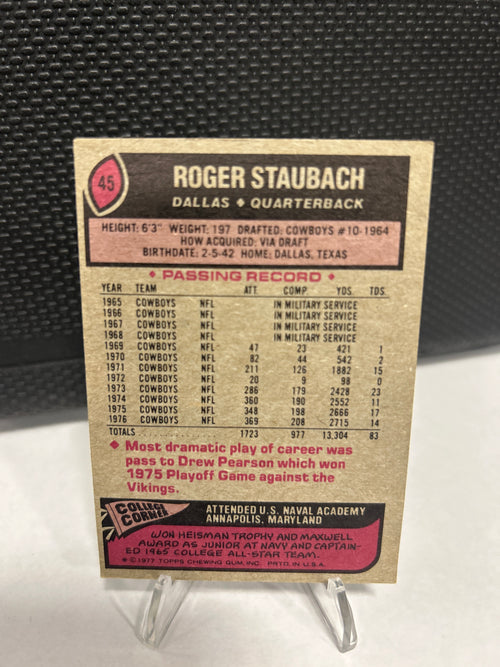 1977 Topps Roger Staubach #45 — Dallas Cowboys HOF QB