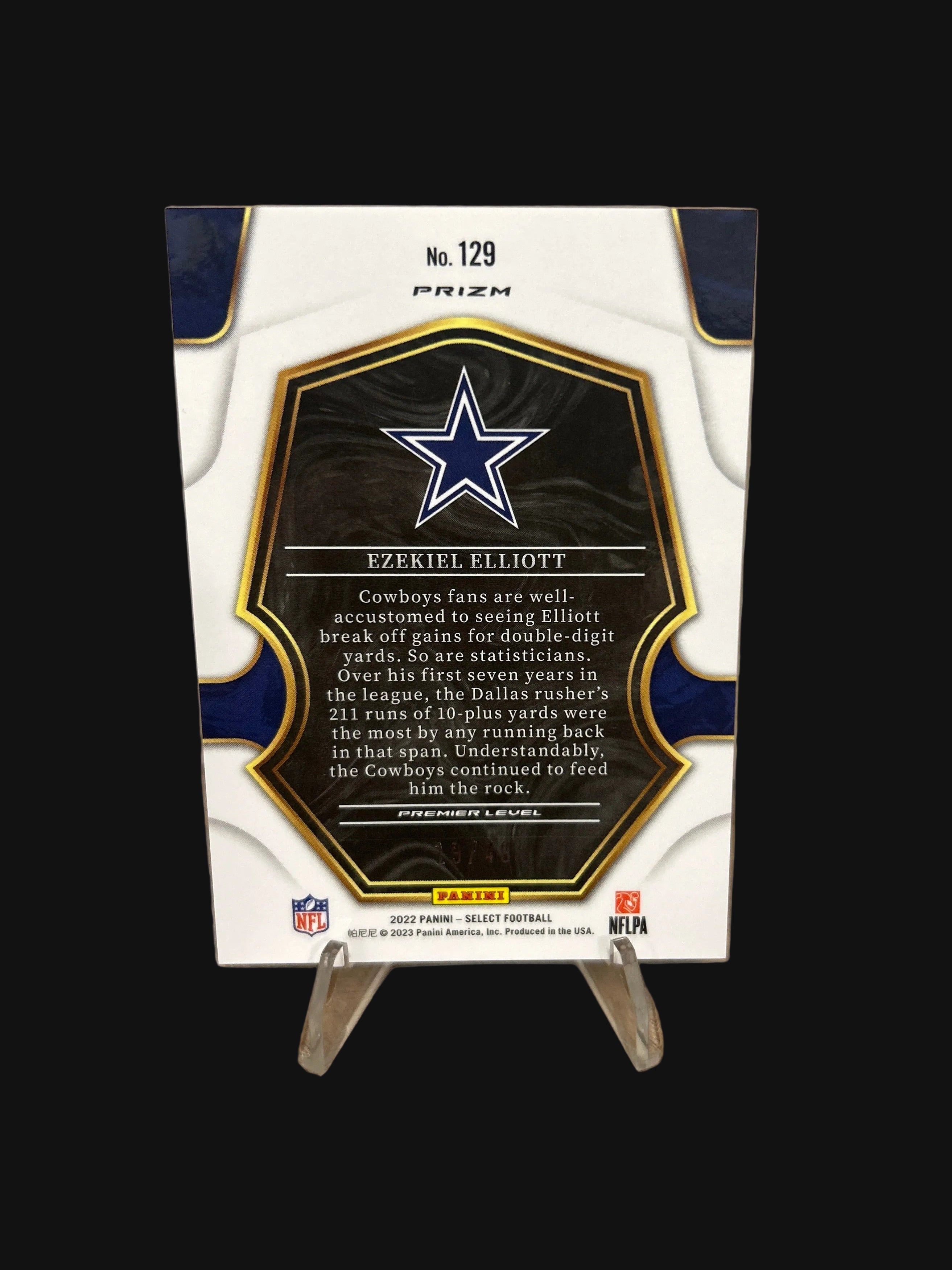 Ezekiel Elliott Card 2022 Select Prizm Neon Green #129 Dallas Cowboys SP /49