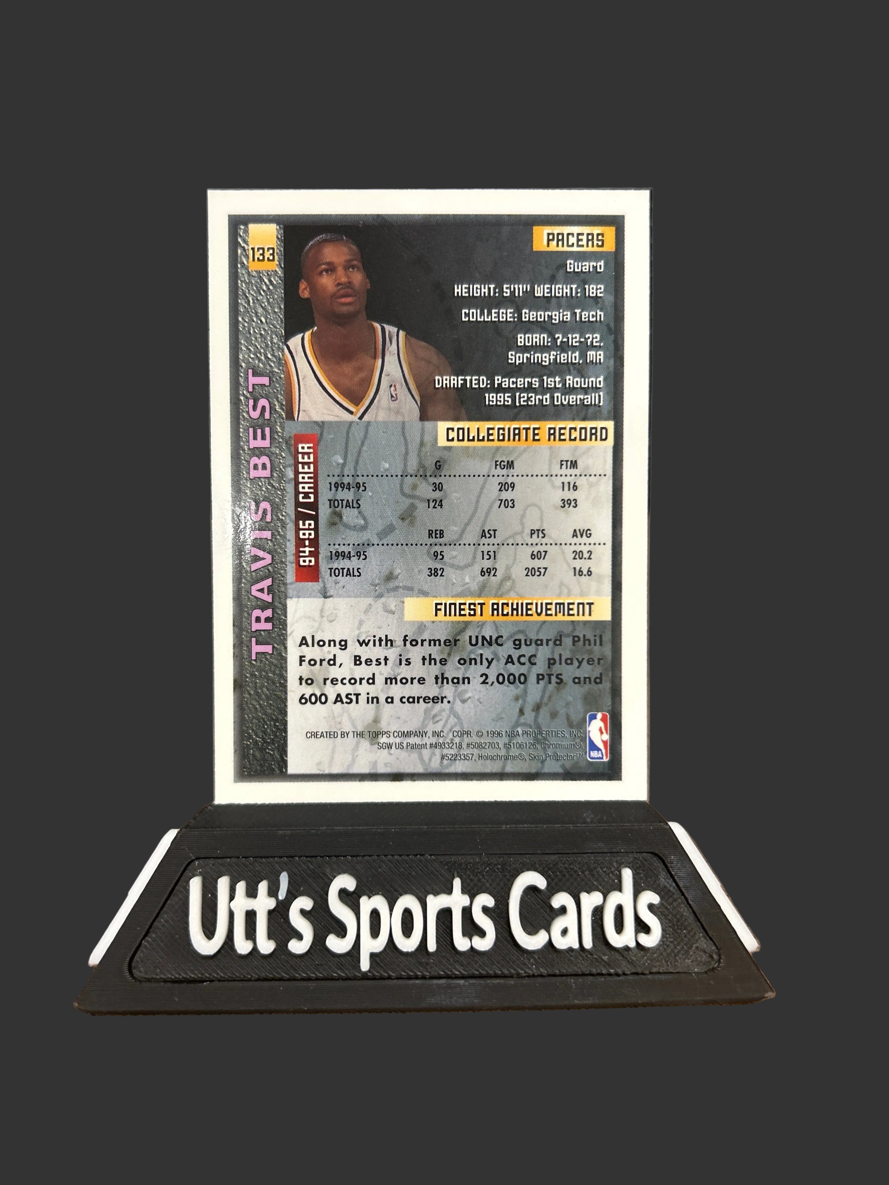 1995-96 Topps Finest Basketball Travis Best 1st Round Draft Pick #133 Rookie RC
