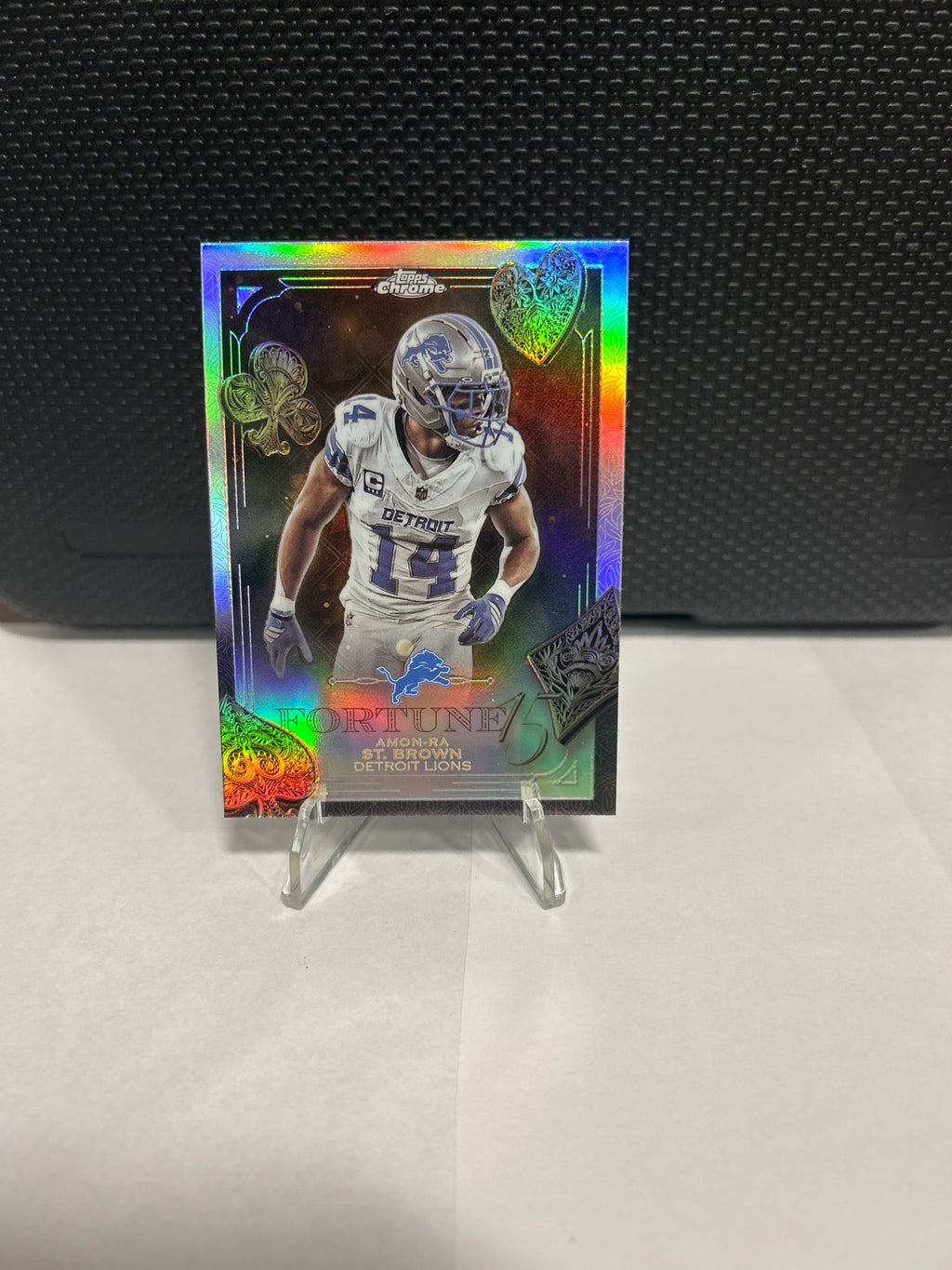 Amon-Ra St. Brown 2025 Topps Chrome Fortune 15 Refractor Lions F15-13
