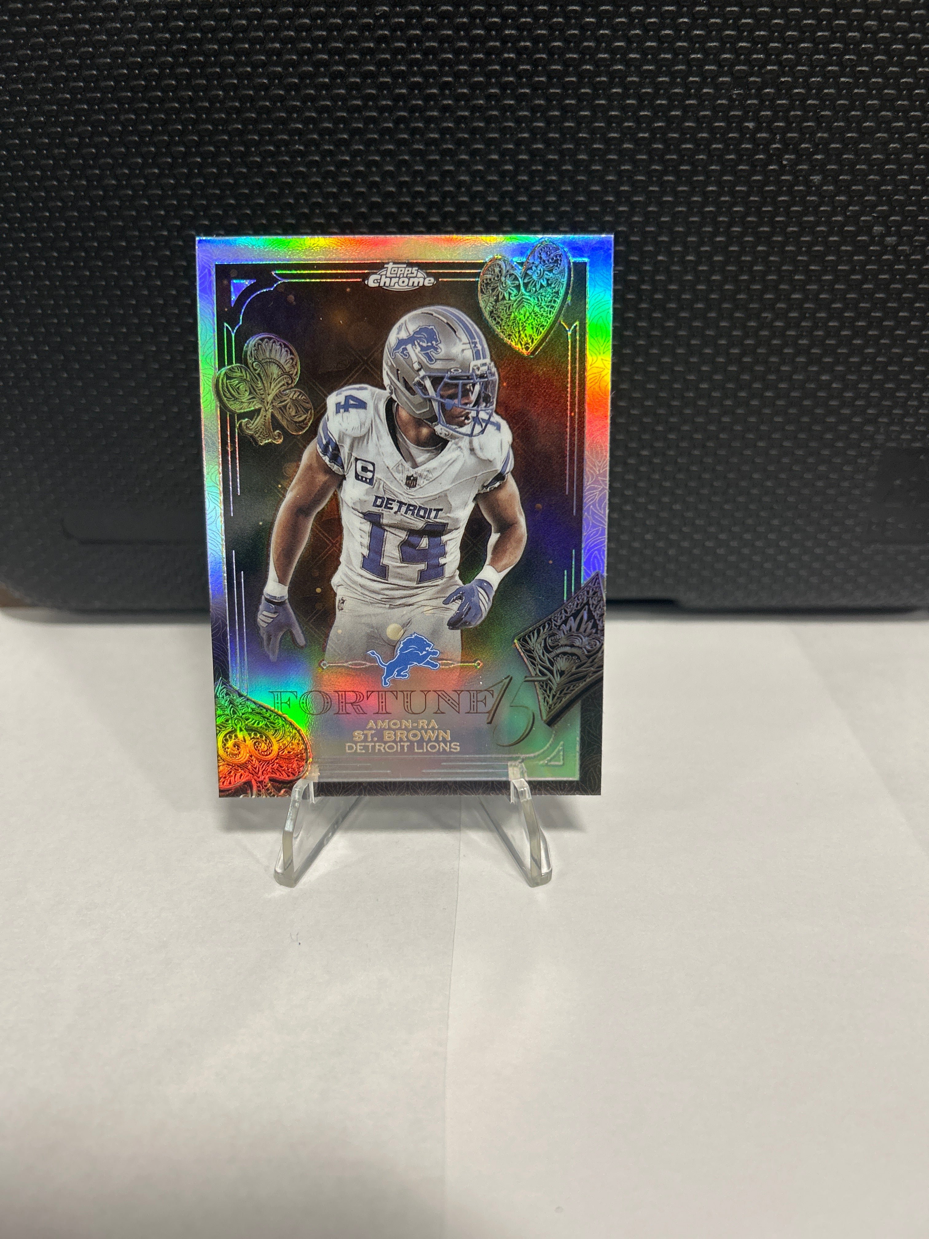 Amon-Ra St. Brown 2025 Topps Chrome Fortune 15 Refractor Lions F15-13