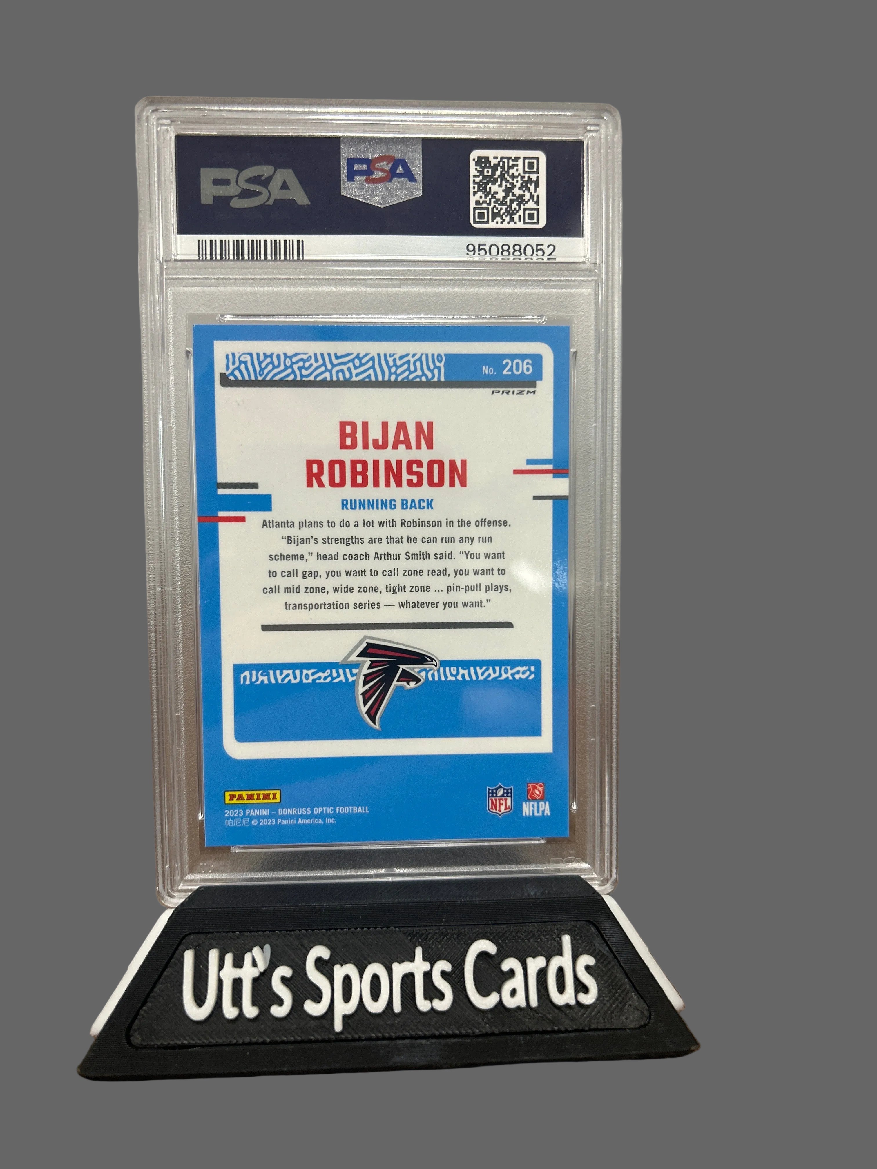 2023 Donruss Optic Bijan Robinson Purple Shock Rookie Falcon RC PSA 10 GEM MINT
