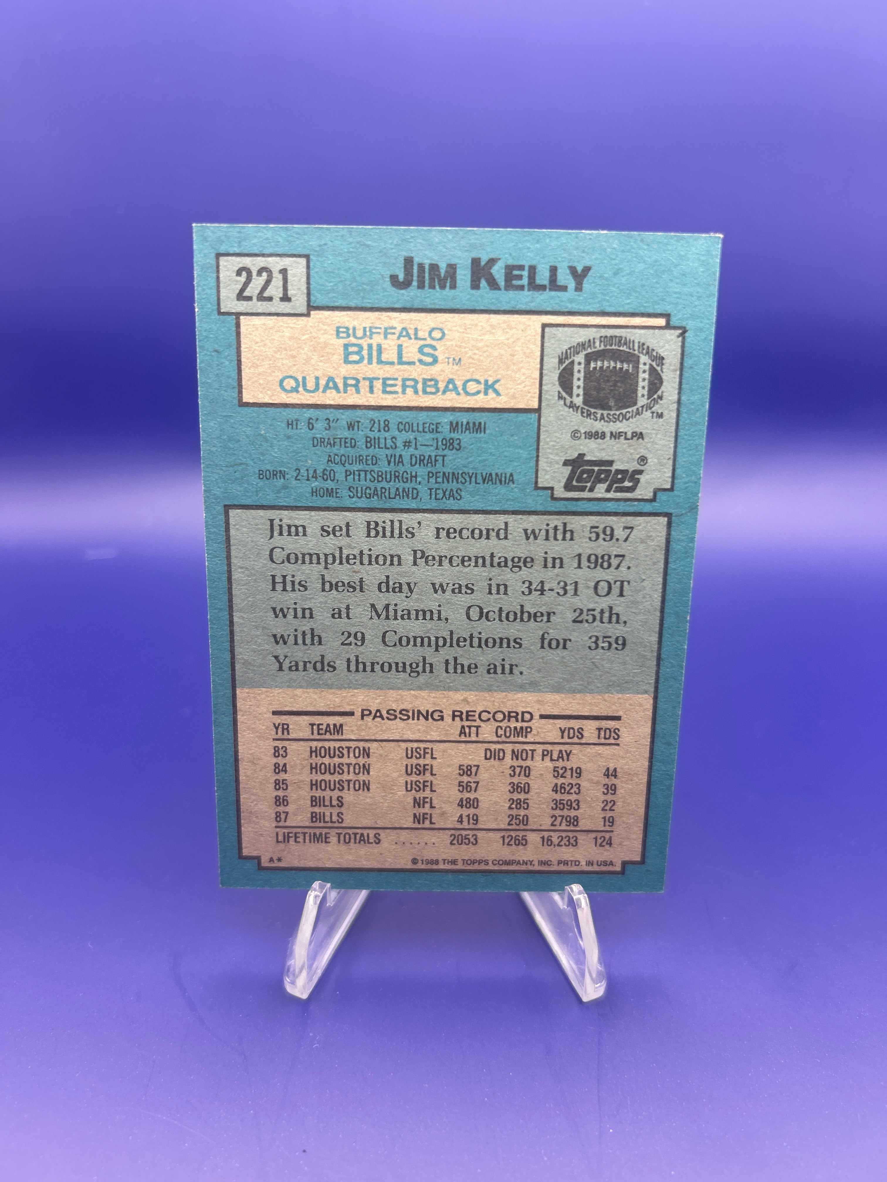 1988 Topps - Jim Kelly #221