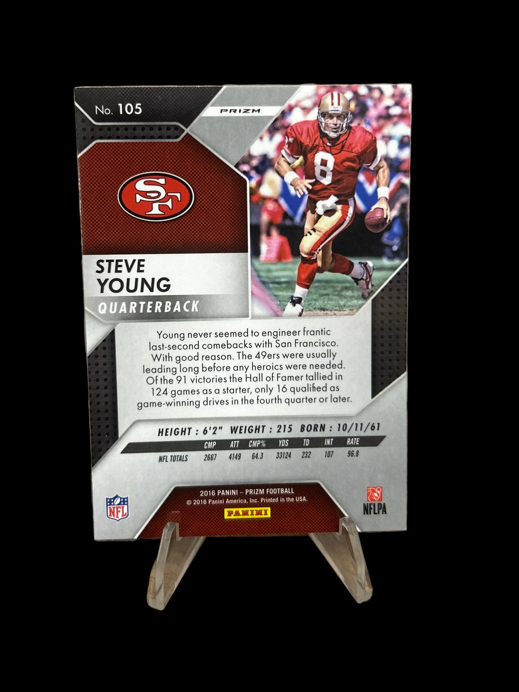 Steve Young 2016 Panini Prizm Red White & Blue Disco Prizm #105 HOF SF 49ers