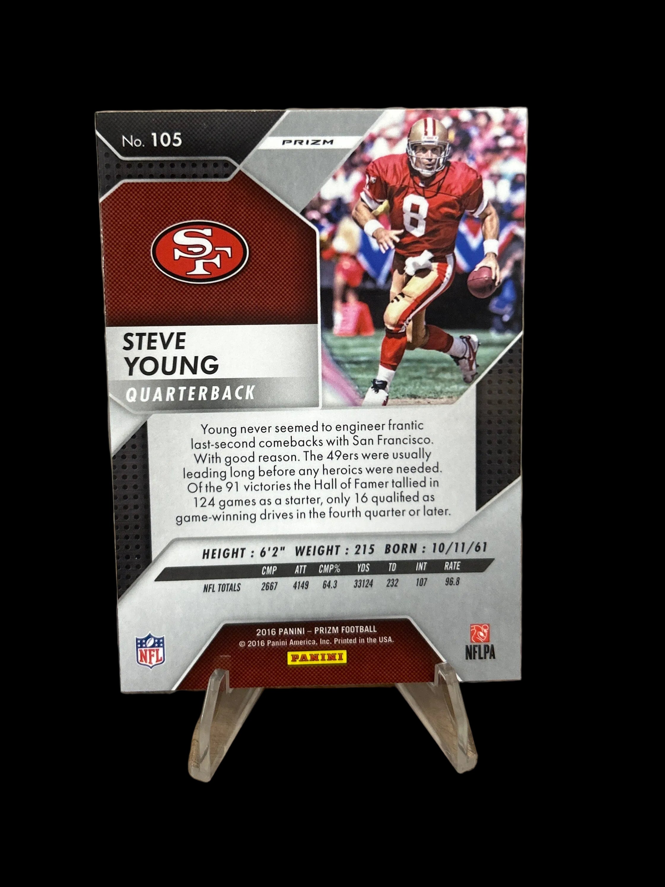 Steve Young 2016 Panini Prizm Red White & Blue Disco Prizm #105 HOF SF 49ers